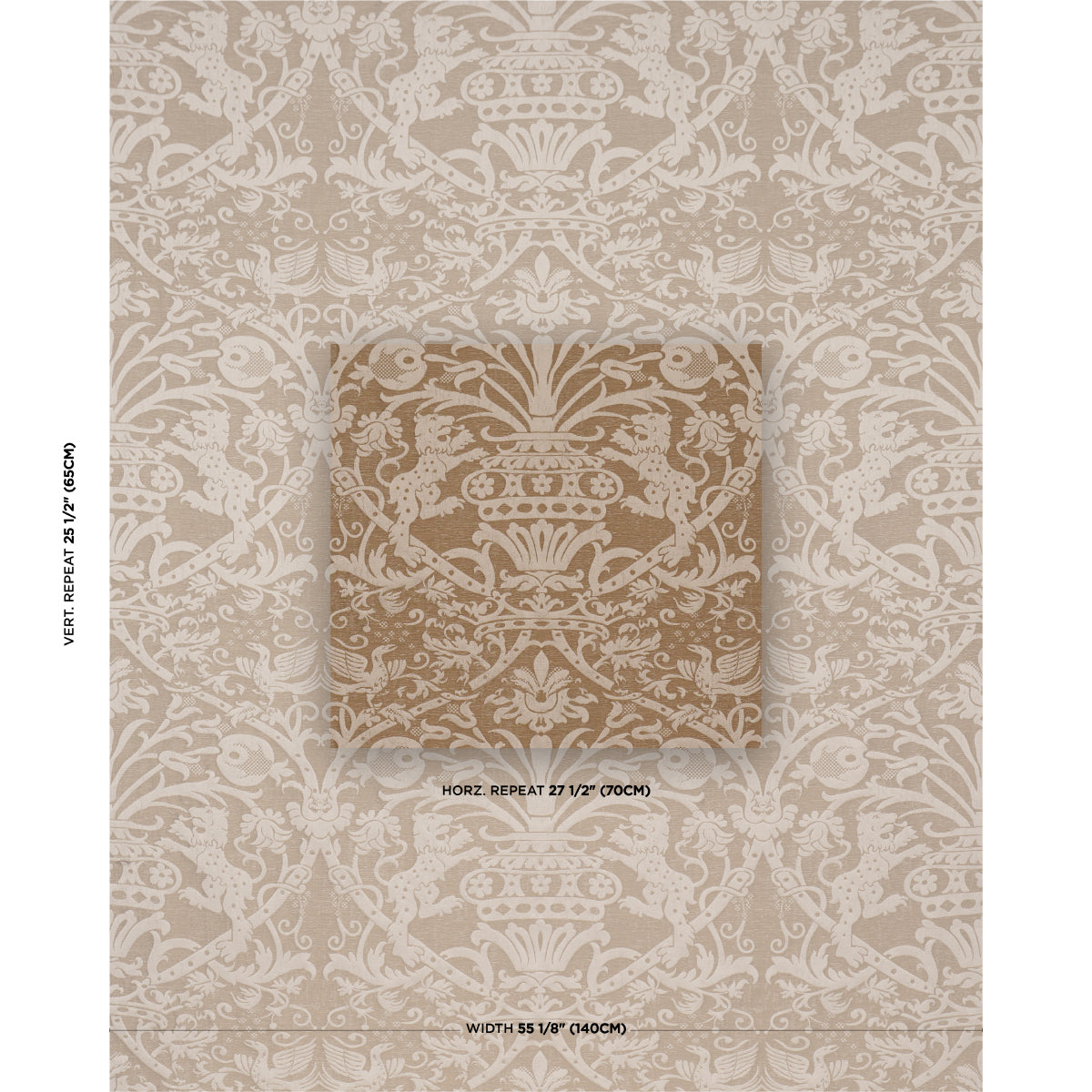 Dougal Damask fabric in wheat color - pattern number 86591 - by Schumacher in the A Country Life collection