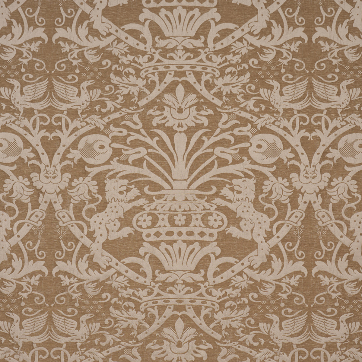 Dougal Damask fabric in wheat color - pattern number 86591 - by Schumacher in the A Country Life collection