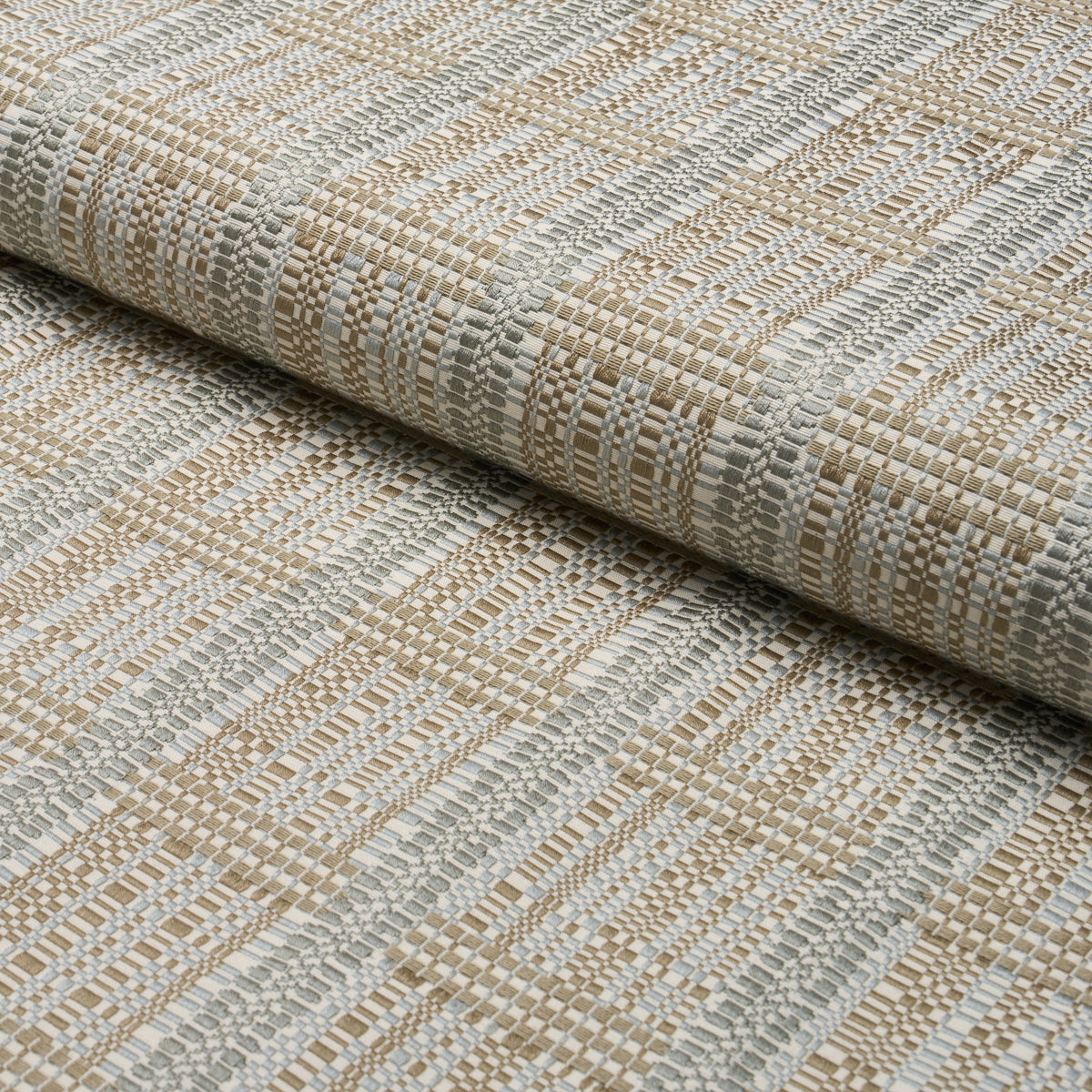Skyline Plaid fabric in stone color - pattern number 86850 - by Schumacher in the Atelier Paris collection