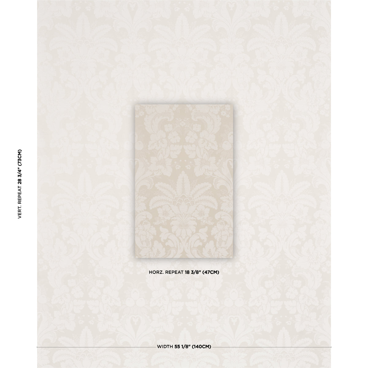 Kennedy Damask fabric in ivory color - pattern number 87092 - by Schumacher in the Mark D. Sikes collection