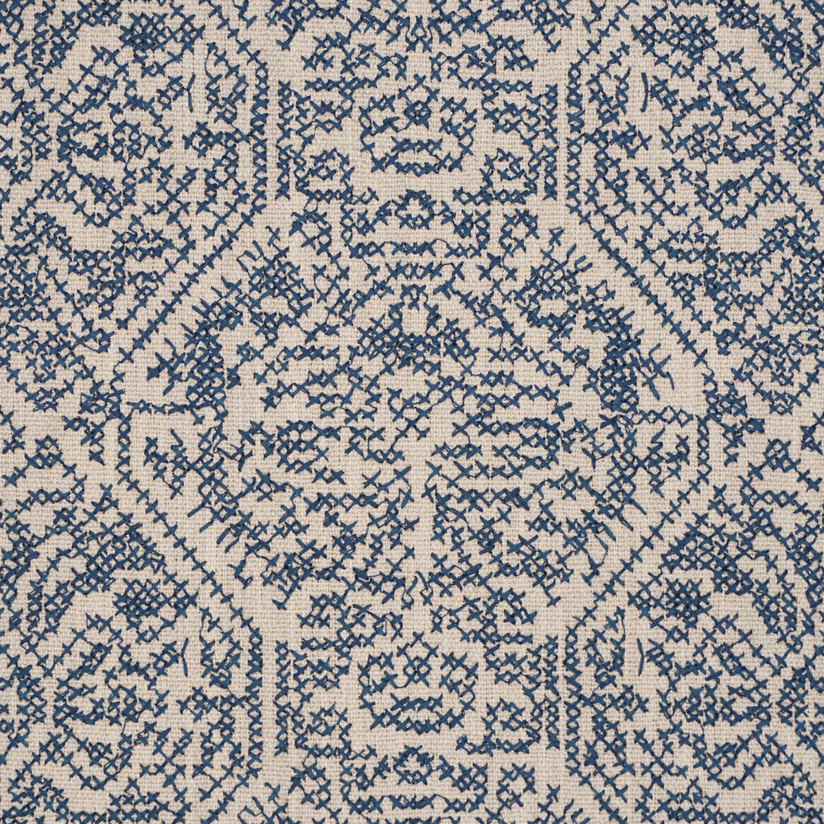 Orion Embroidery fabric in Indigo color - pattern number 87271 - by Schumacher in the Bohemia collection