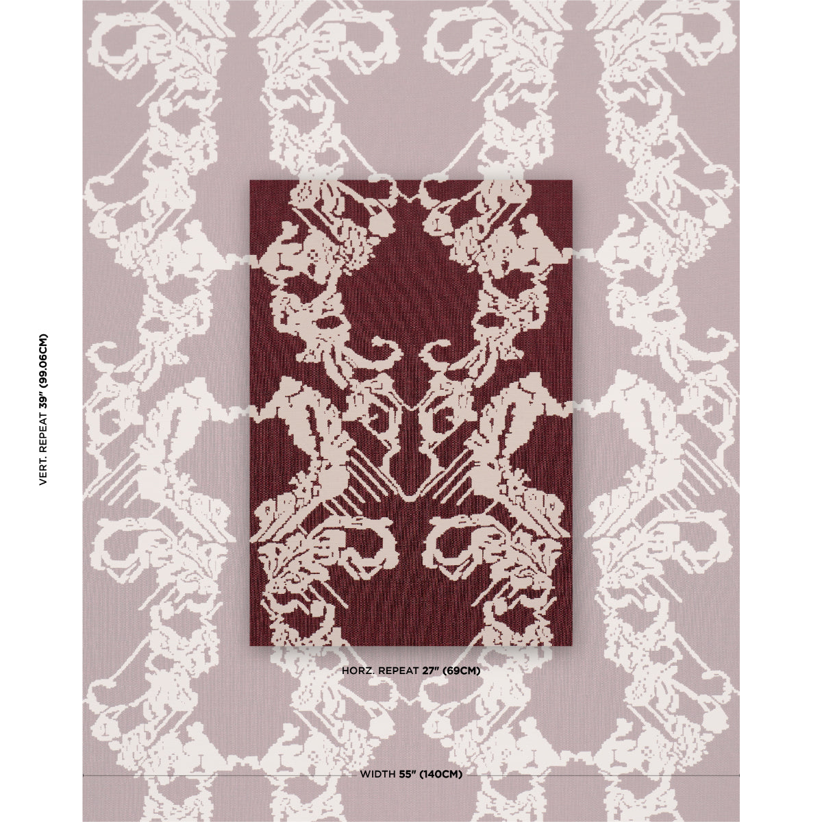 Reversible Digital Damask fabric in merlot color - pattern number 87551 - by Schumacher in the Atelier Paris collection