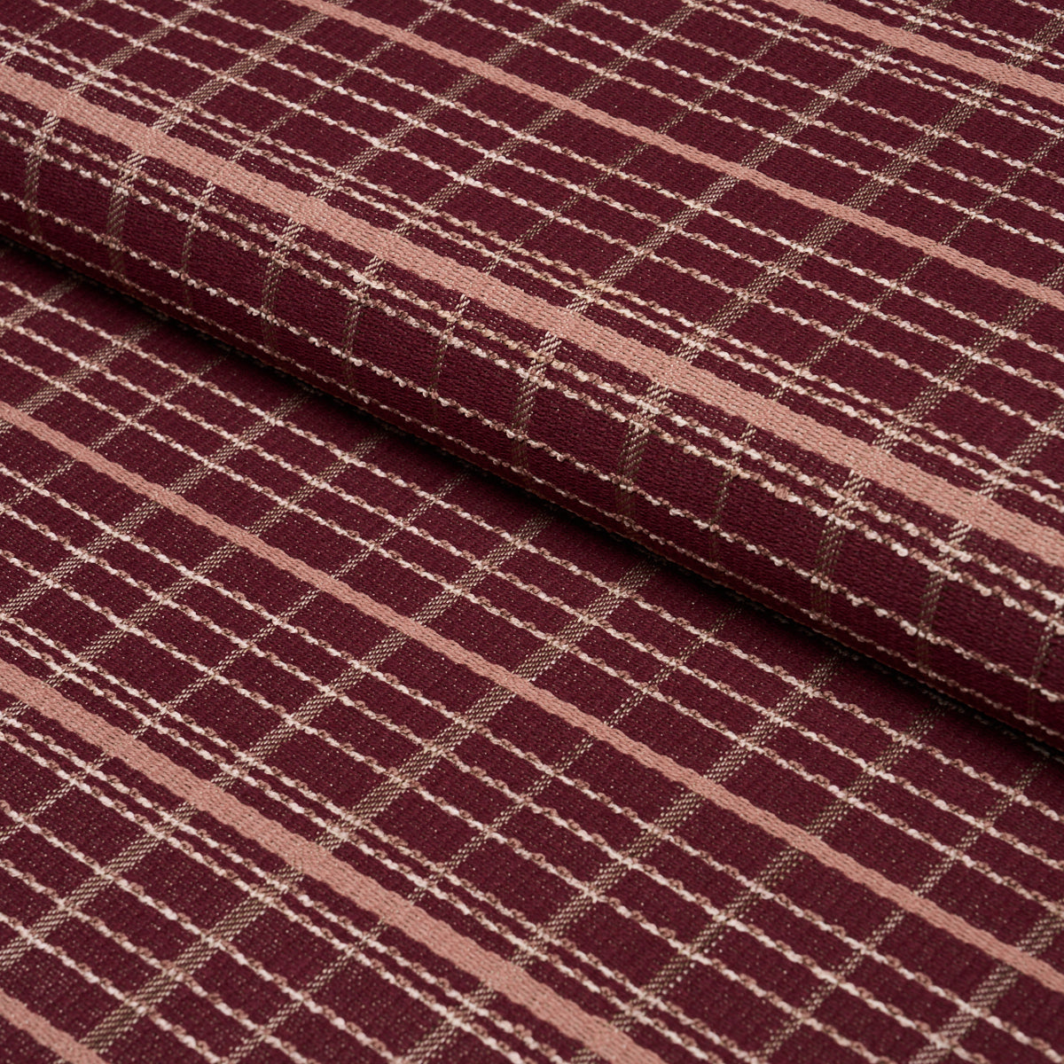 Merrick Performance Plaid fabric in garnet color - pattern number 87693 - by Schumacher in the Schumacher Utility: Wovens collection