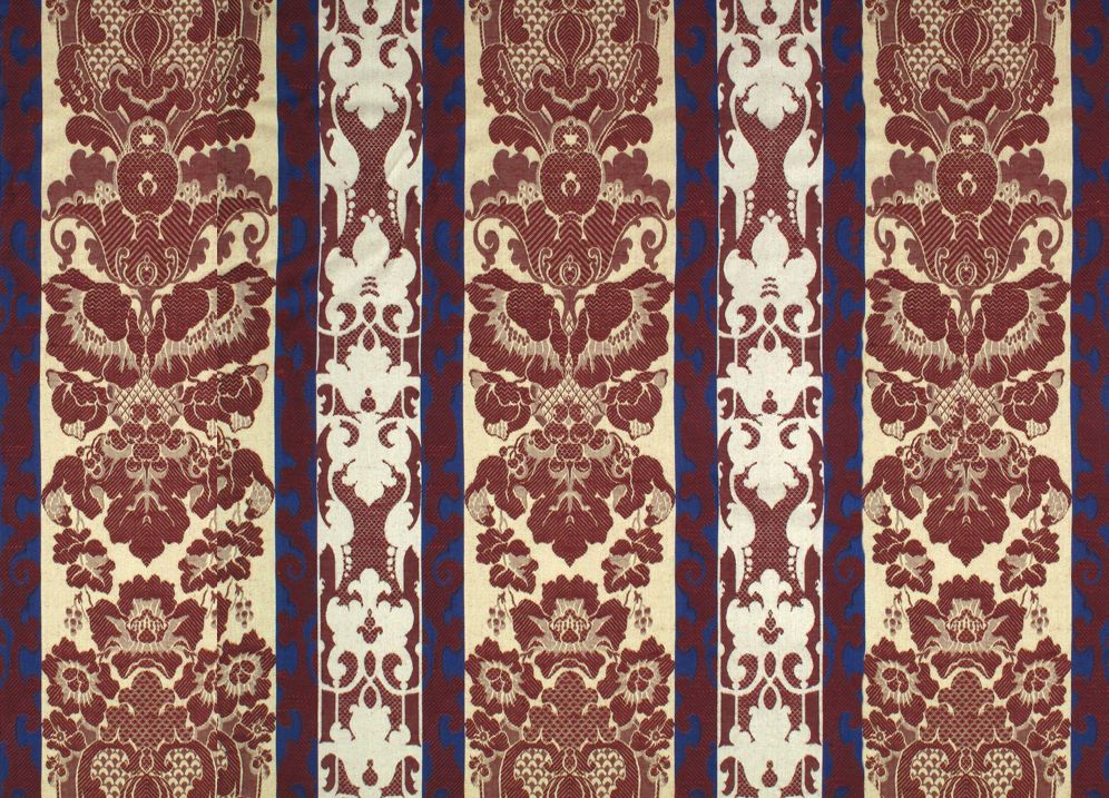 Renwick Gallery fabric in wine, beige & blue color - pattern number A0 00010049 - by Scalamandre in the Old World Weavers collection