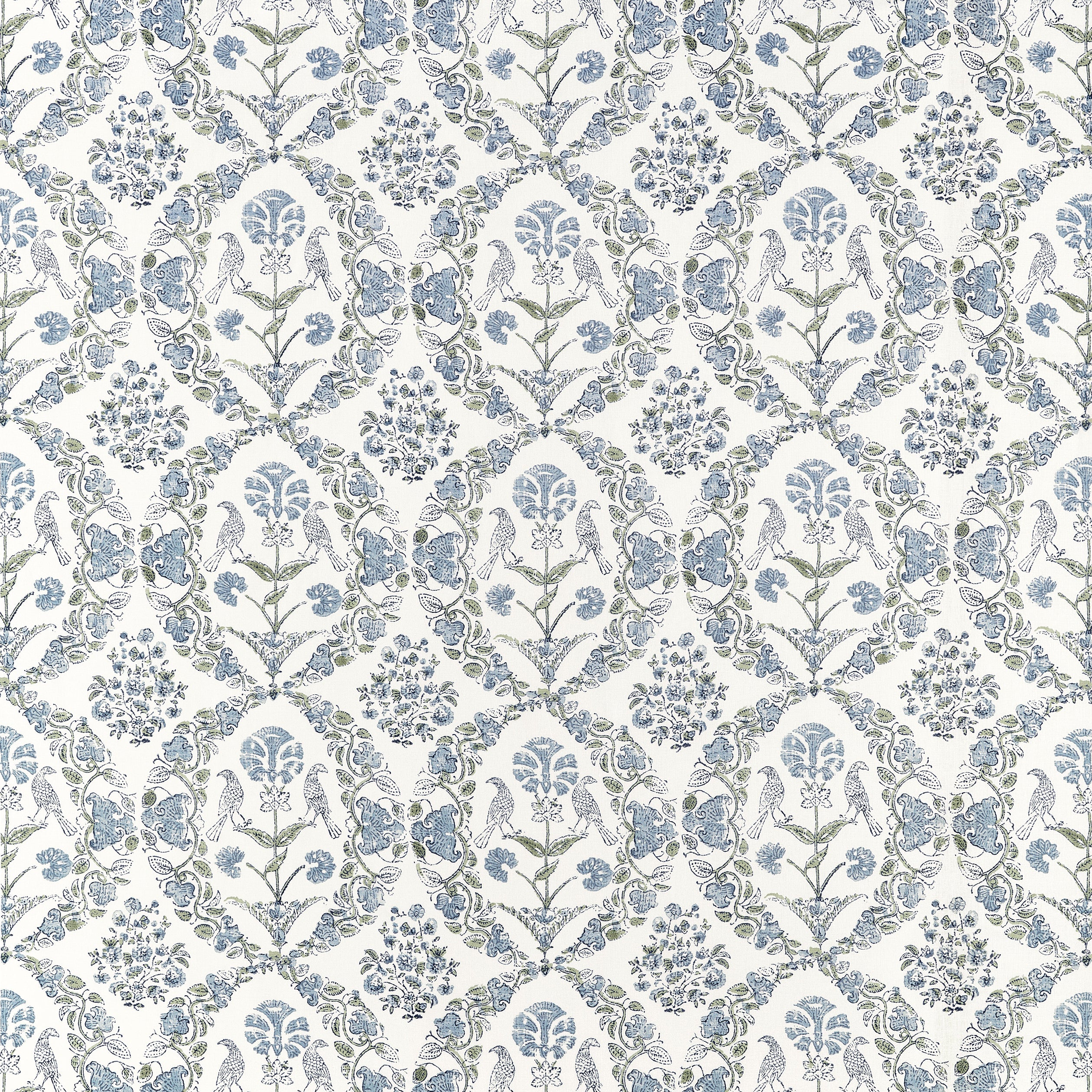 Paloma fabric in blue and green color - pattern number AF10740 - by Anna French in the Clermont collection