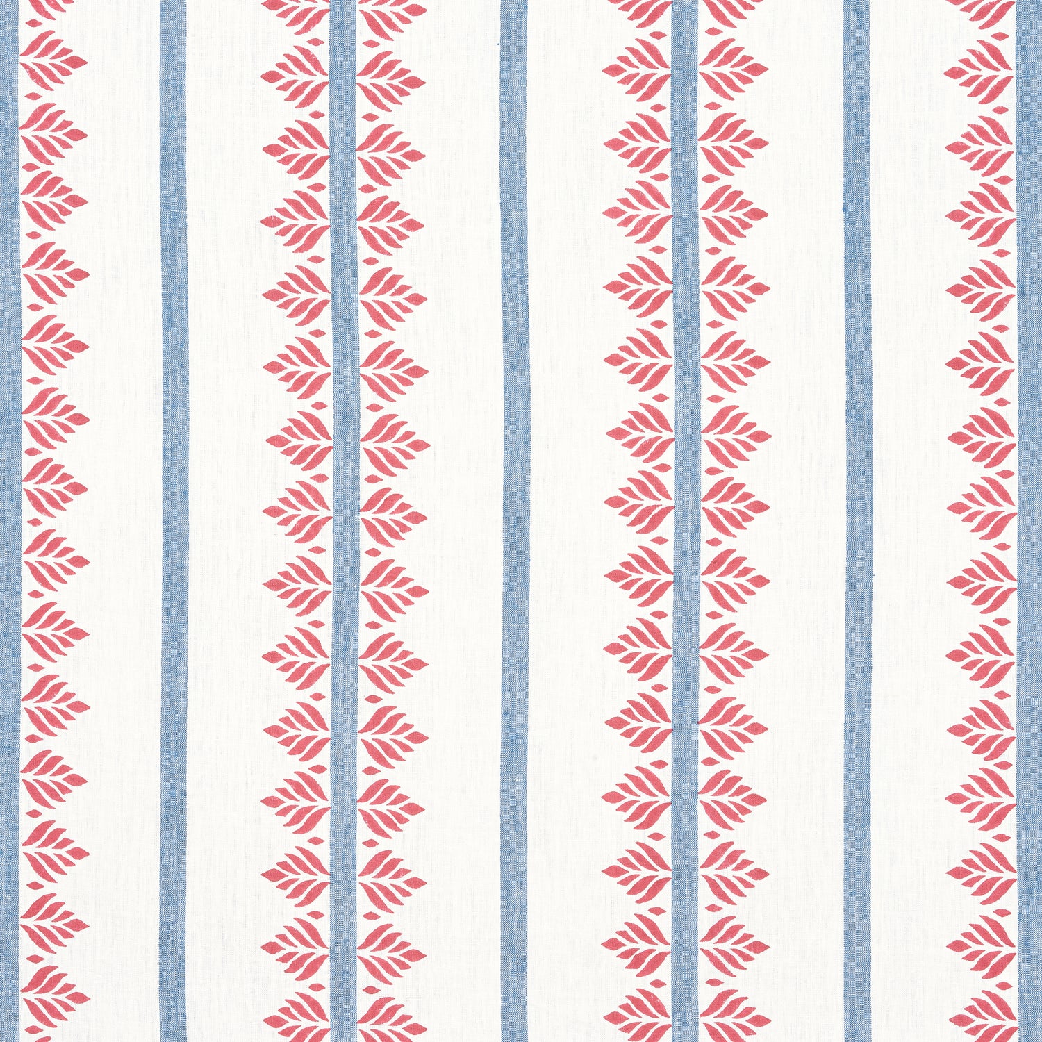 Fern Stripe fabric in red and blue color - pattern number AF15105 - by Anna French in the Antilles collection