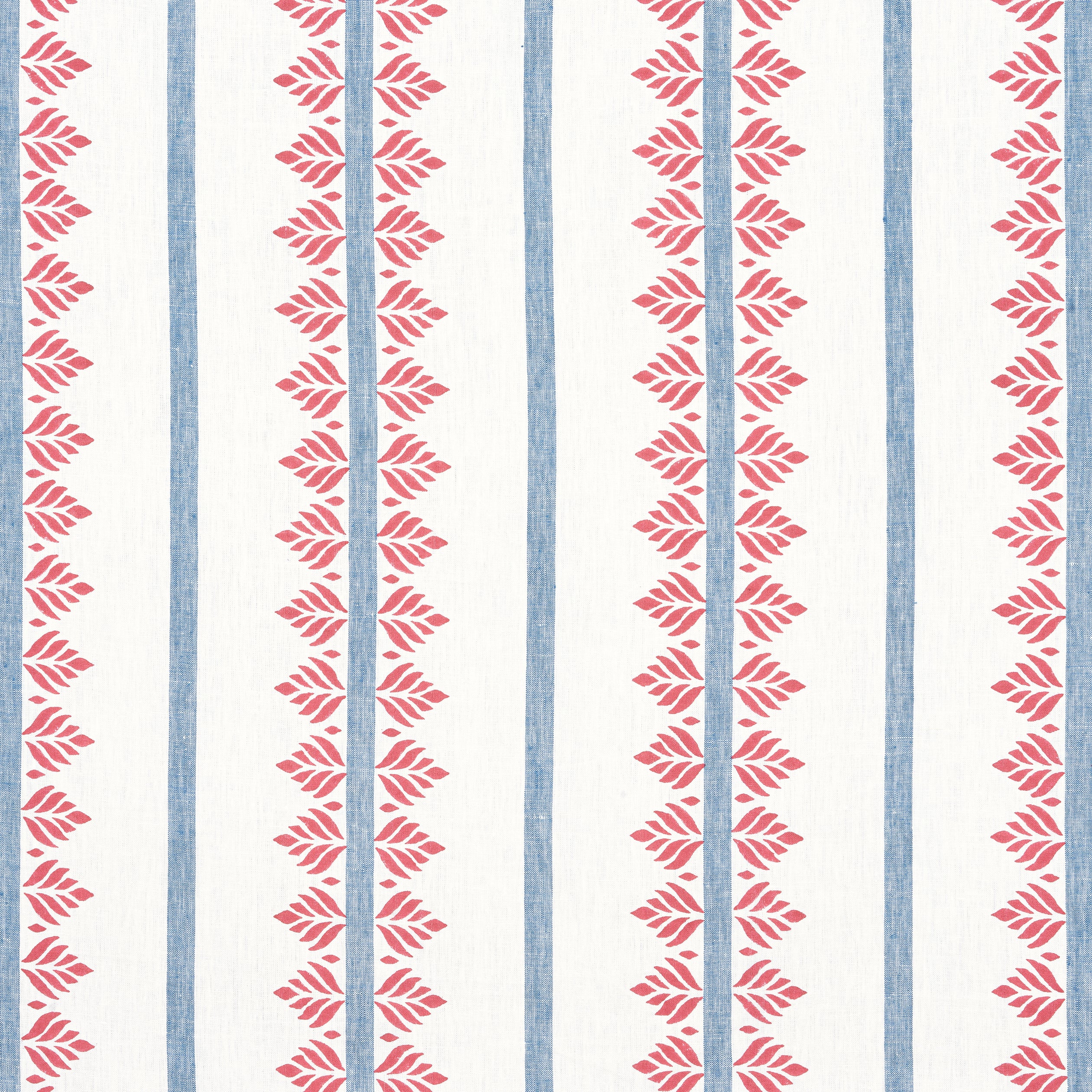 Fern Stripe fabric in red and blue color - pattern number AF15105 - by Anna French in the Antilles collection