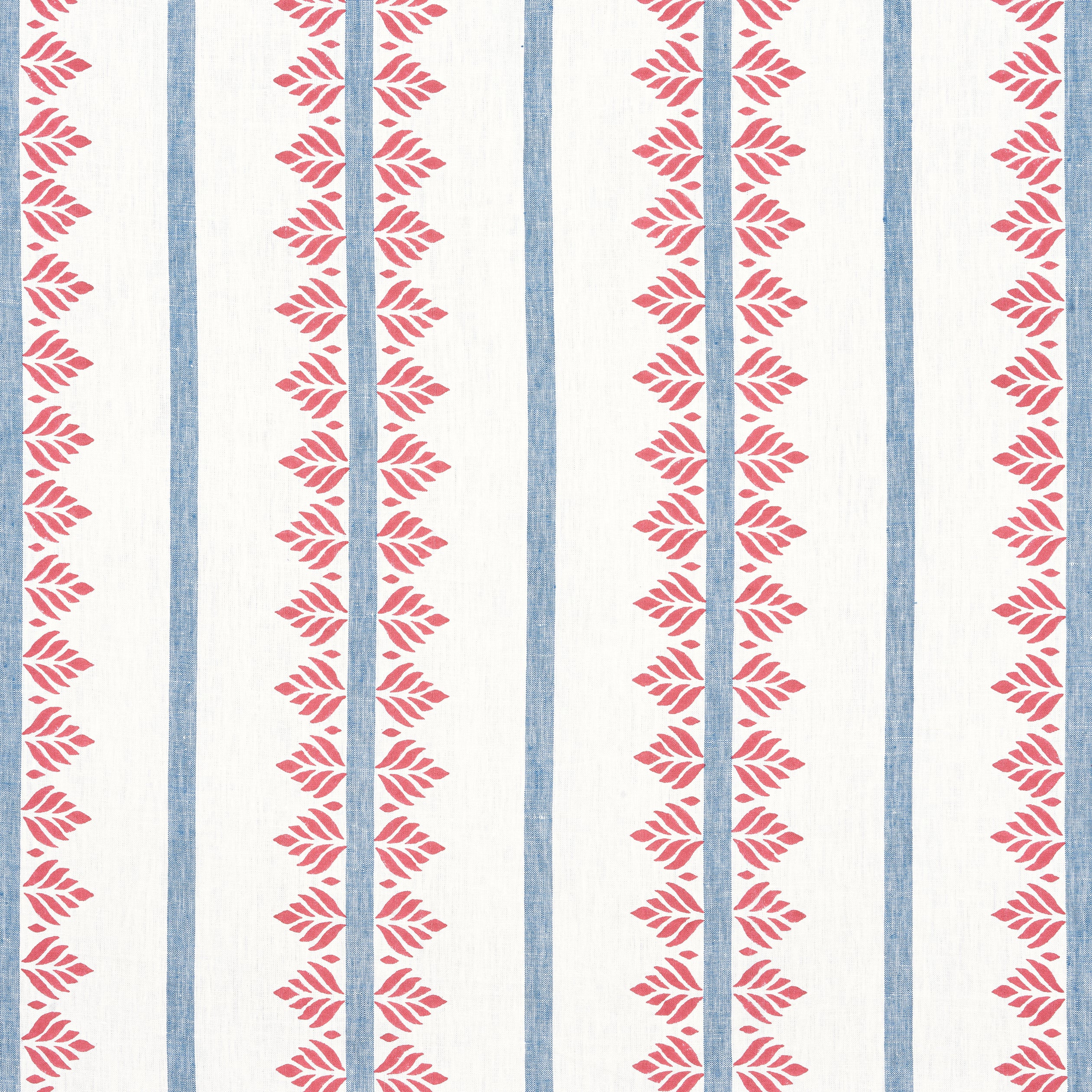 Fern Stripe fabric in red and blue color - pattern number AF15105 - by Anna French in the Antilles collection