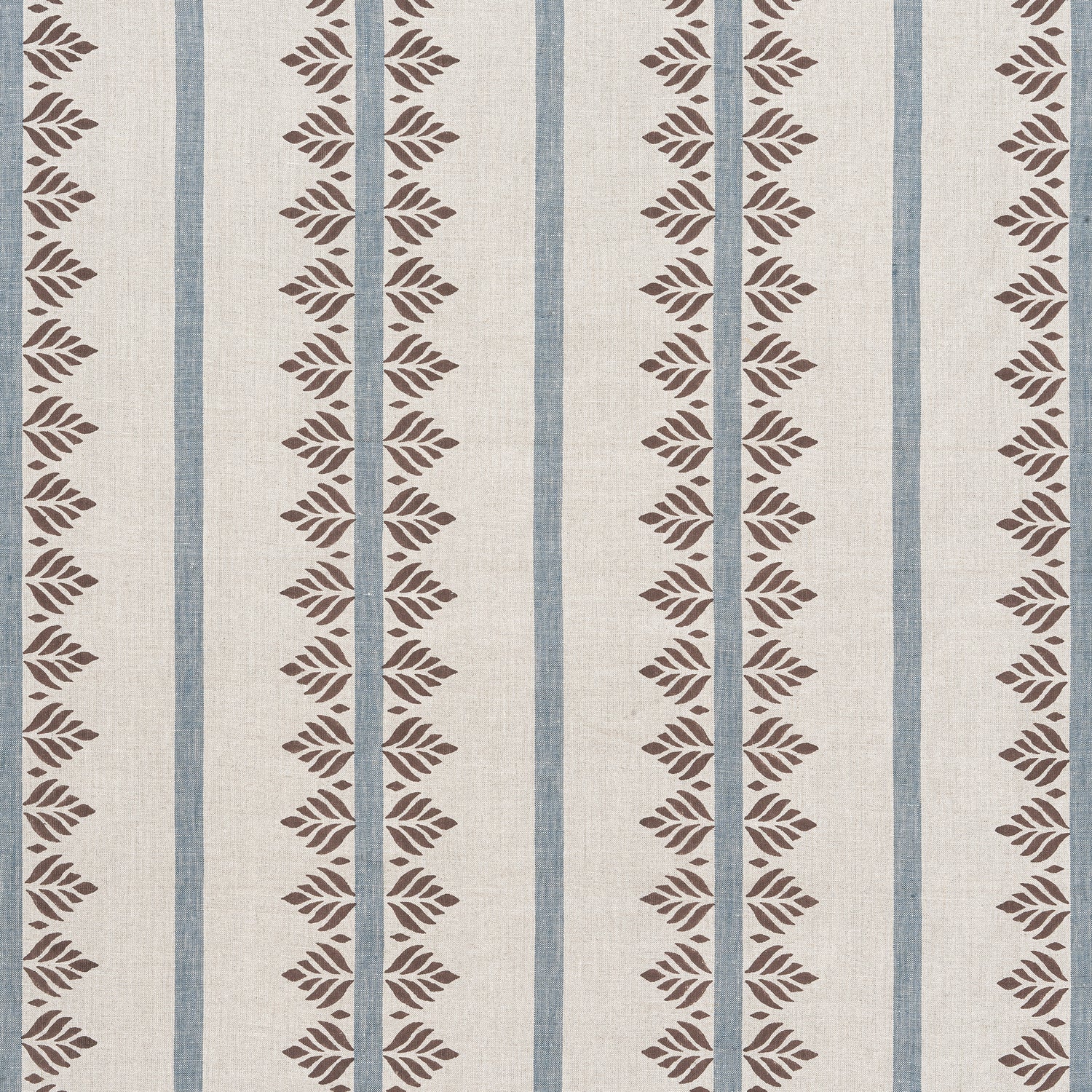 Fern Stripe fabric in brown and slate color - pattern number AF15106 - by Anna French in the Antilles collection
