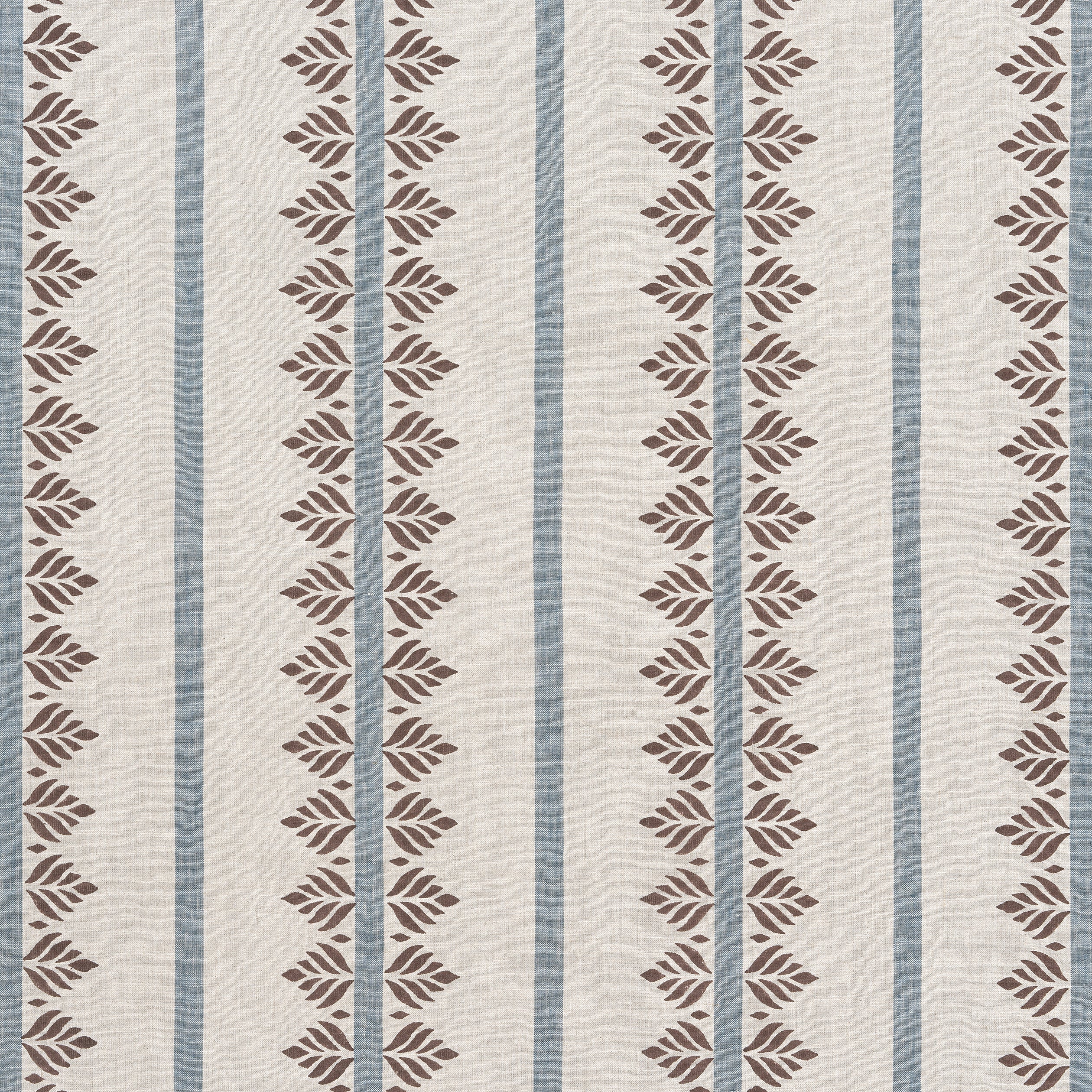 Fern Stripe fabric in brown and slate color - pattern number AF15106 - by Anna French in the Antilles collection