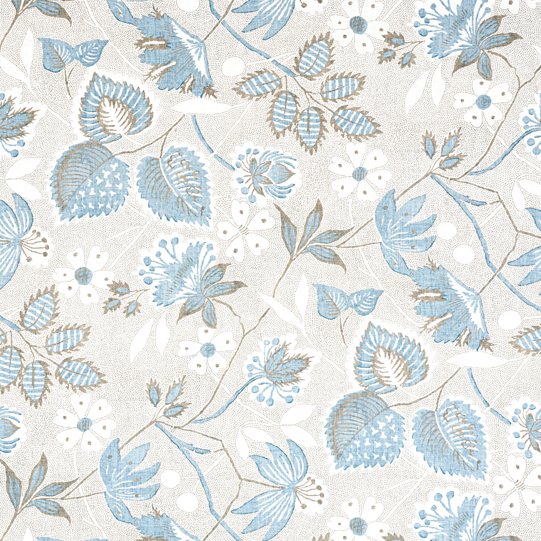 Indienne Hazel fabric in spa blue color - pattern number AF15114 - by Anna French in the Antilles collection