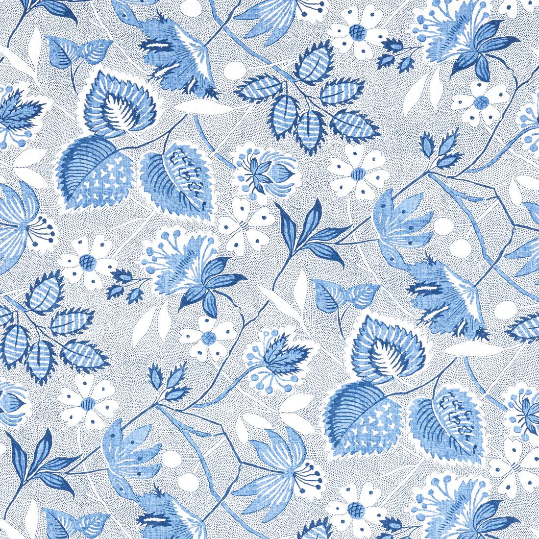 Indienne Hazel fabric in blue color - pattern number AF15116 - by Anna French in the Antilles collection