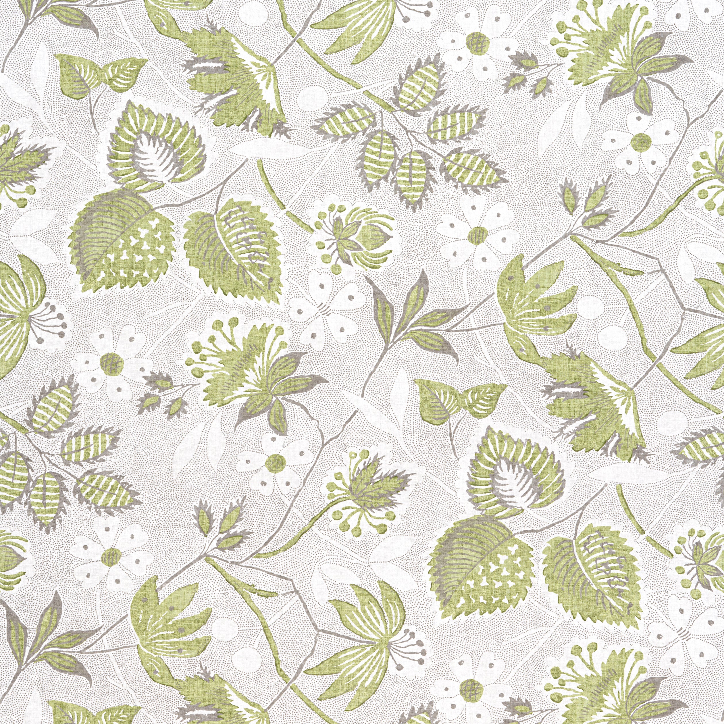 Indienne Hazel fabric in green and beige color - pattern number AF15118 - by Anna French in the Antilles collection
