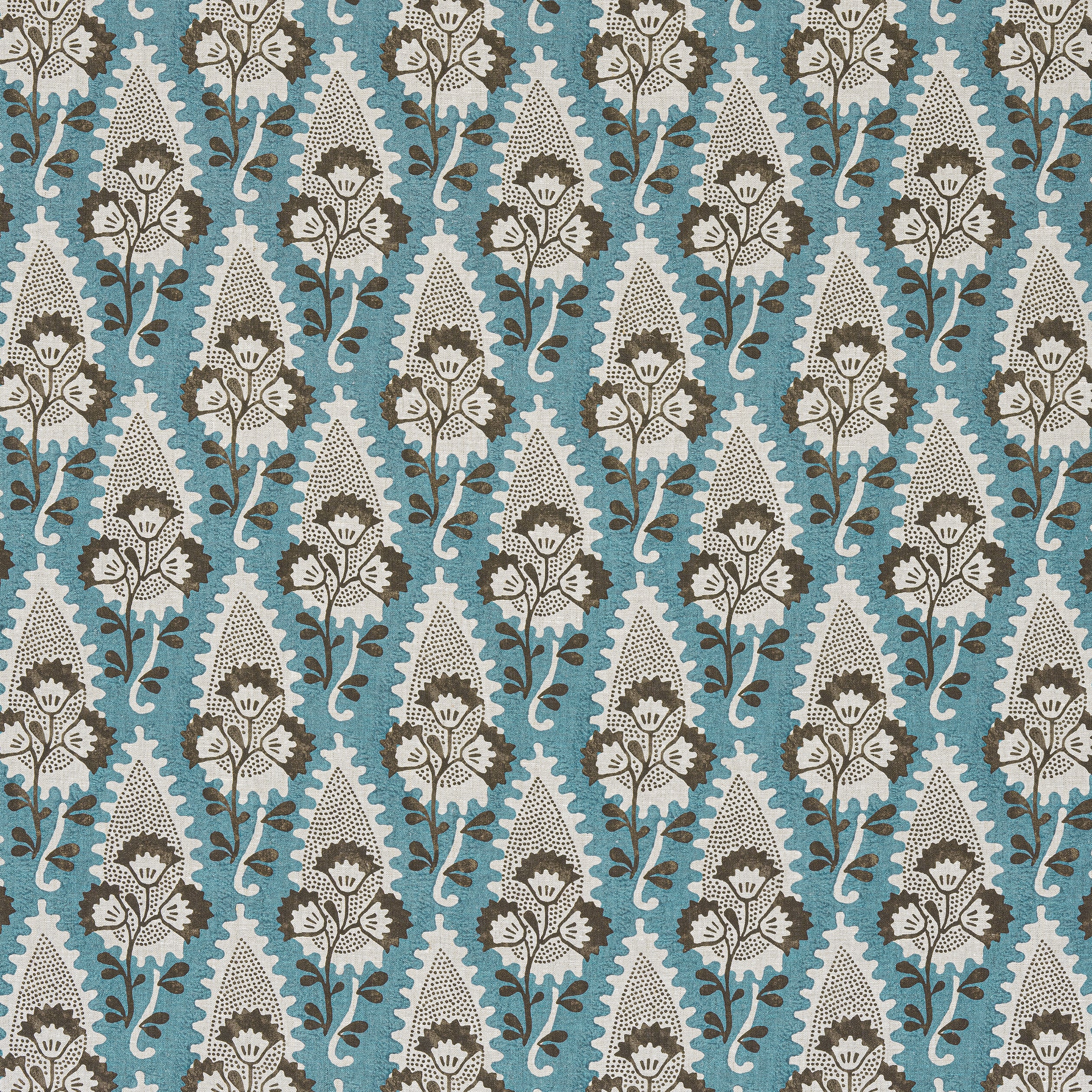 Cornwall fabric in brown and slate color - pattern number AF15122 - by Anna French in the Antilles collection