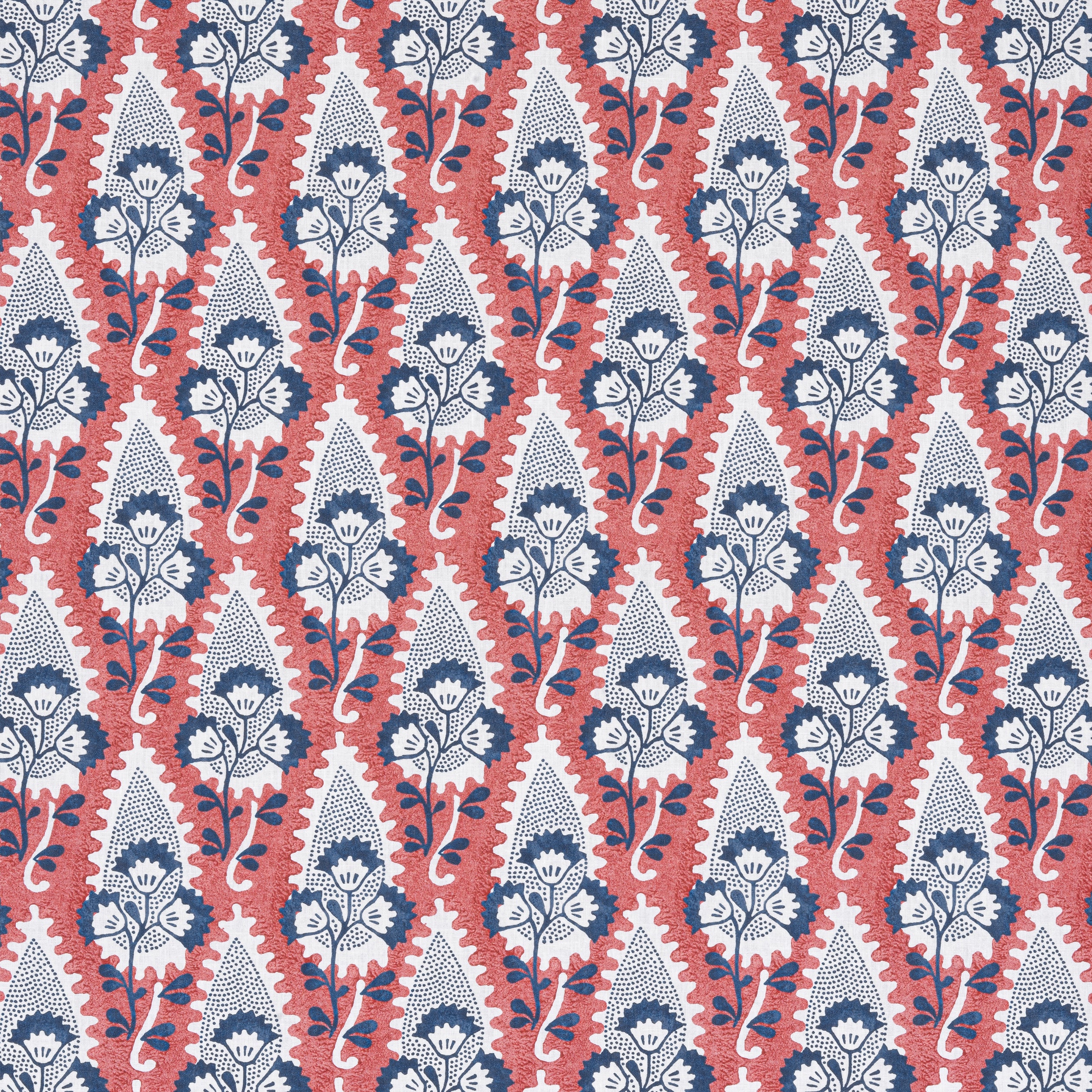 Cornwall fabric in red and blue color - pattern number AF15124 - by Anna French in the Antilles collection