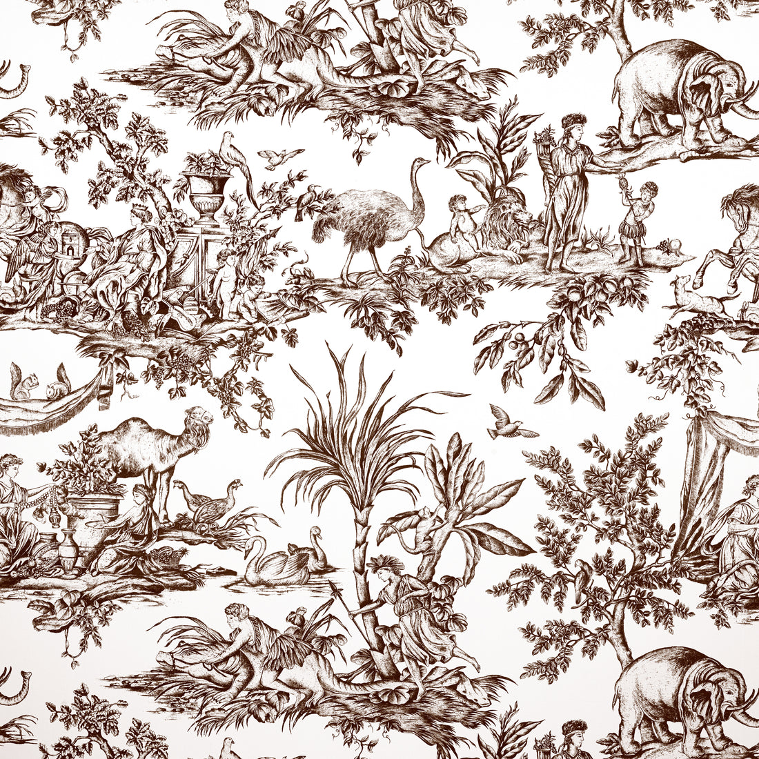 Antilles Toile fabric in brown color - pattern number AF15169 - by Anna French in the Antilles collection