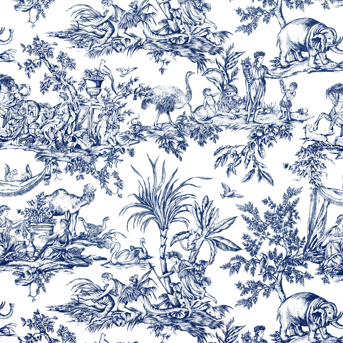 Antilles Toile fabric in navy color - pattern number AF15171 - by Anna French in the Antilles collection