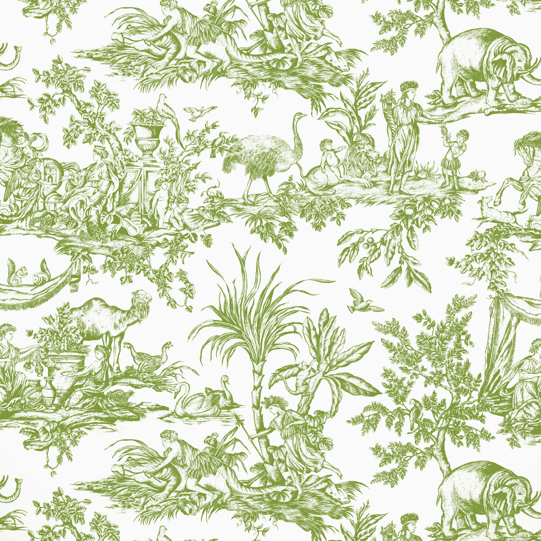 Antilles Toile fabric in green color - pattern number AF15172 - by Anna French in the Antilles collection