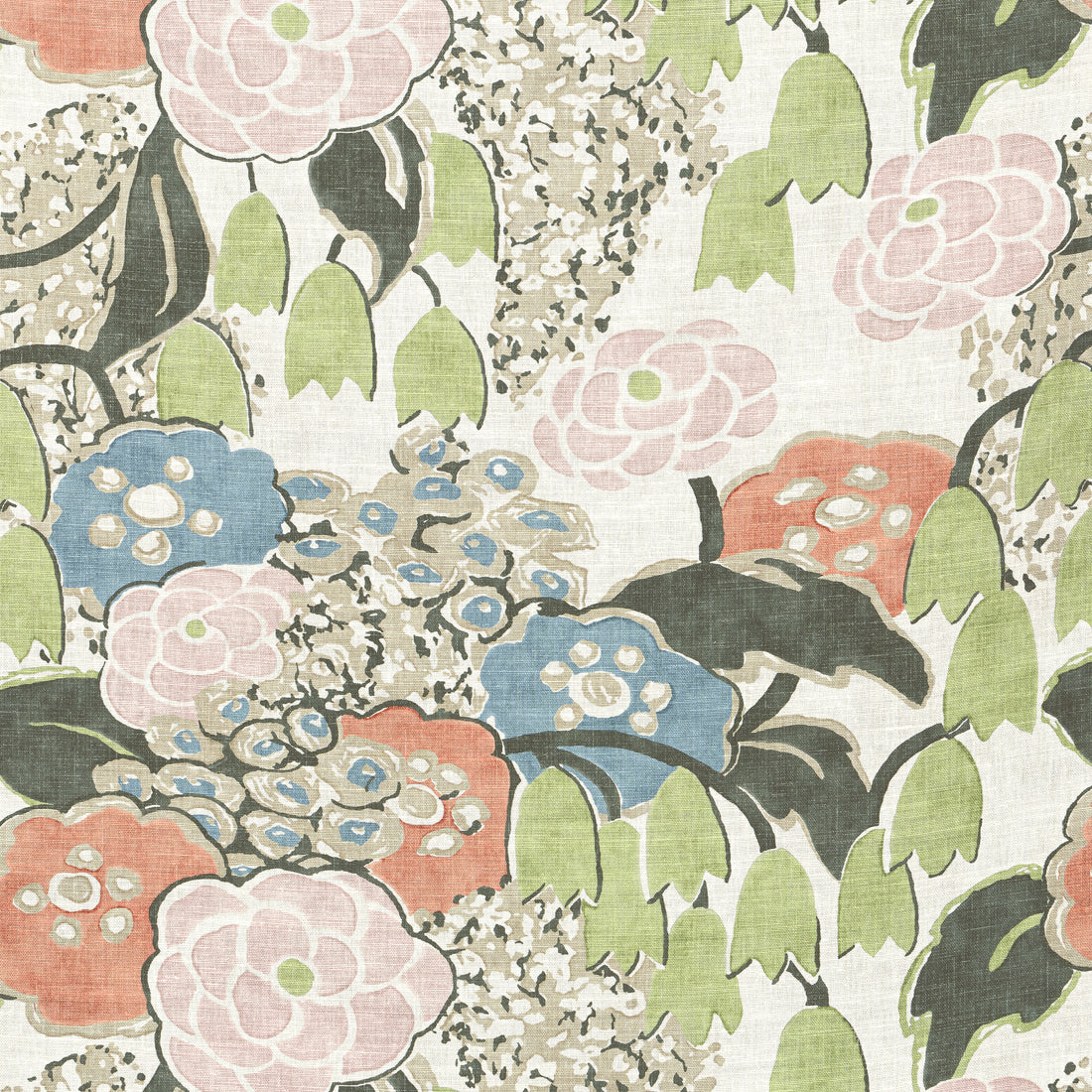 Laura fabric in blush and green color - pattern number AF23100 - by Anna French in the Willow Tree collection