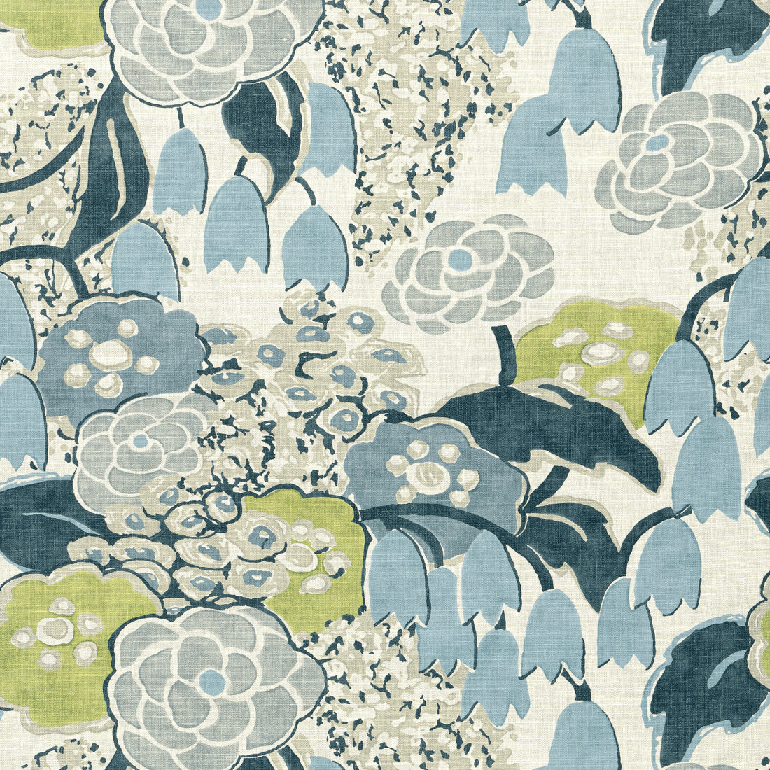 Laura fabric in citrus and blue color - pattern number AF23104 - by Anna French in the Willow Tree collection