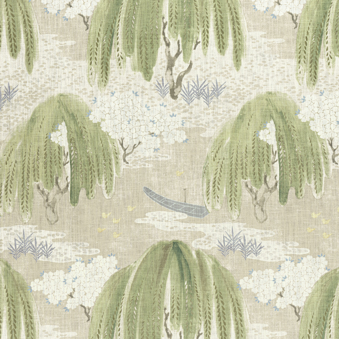 Willow Tree fabric in beige color - pattern number AF23106 - by Anna French in the Willow Tree collection