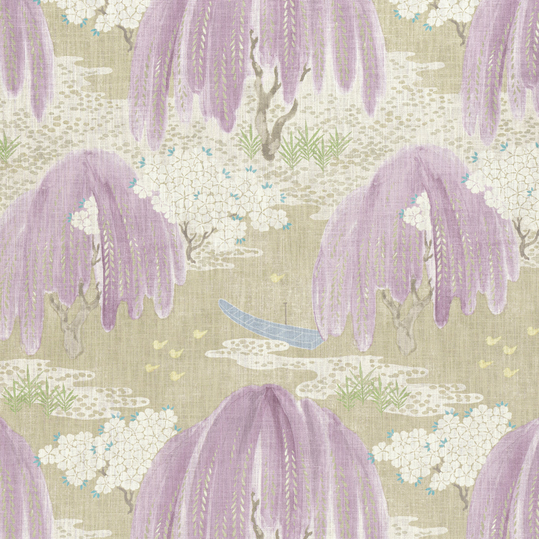 Willow Tree fabric in lavender color - pattern number AF23107 - by Anna French in the Willow Tree collection
