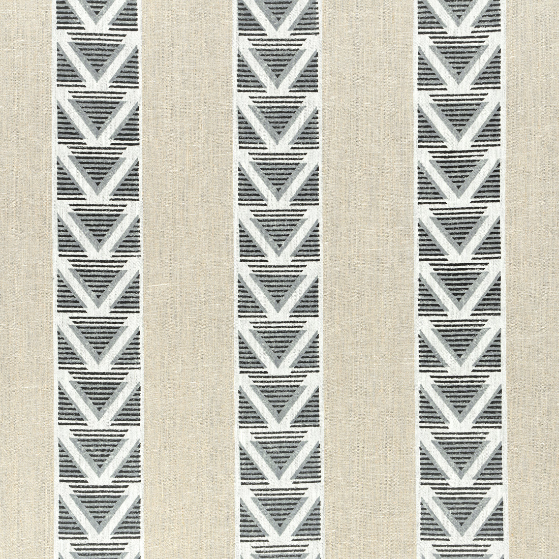 Burton Stripe fabric in linen and black color - pattern number AF23125 - by Anna French in the Willow Tree collection