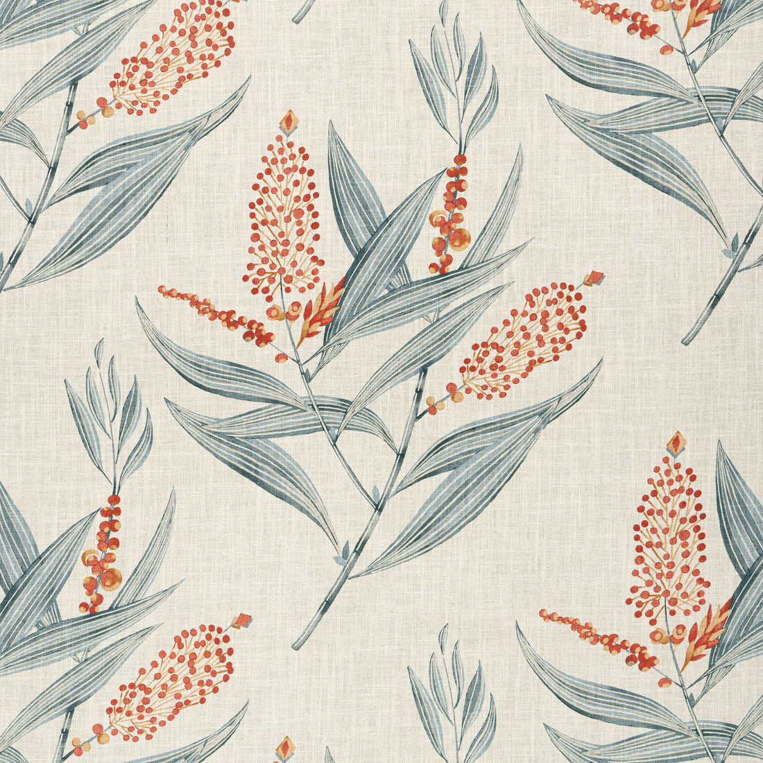 Winter Bud fabric in coral color - pattern number AF23137 - by Anna French in the Willow Tree collection