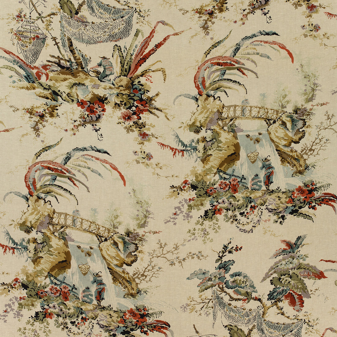 Moorea fabric in antique color - pattern number AF72982 - by Anna French in the Manor collection
