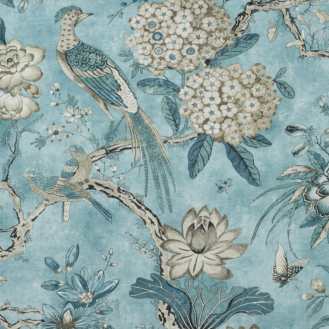 Villeneuve fabric in aqua color - pattern number AF72996 - by Anna French in the Manor collection