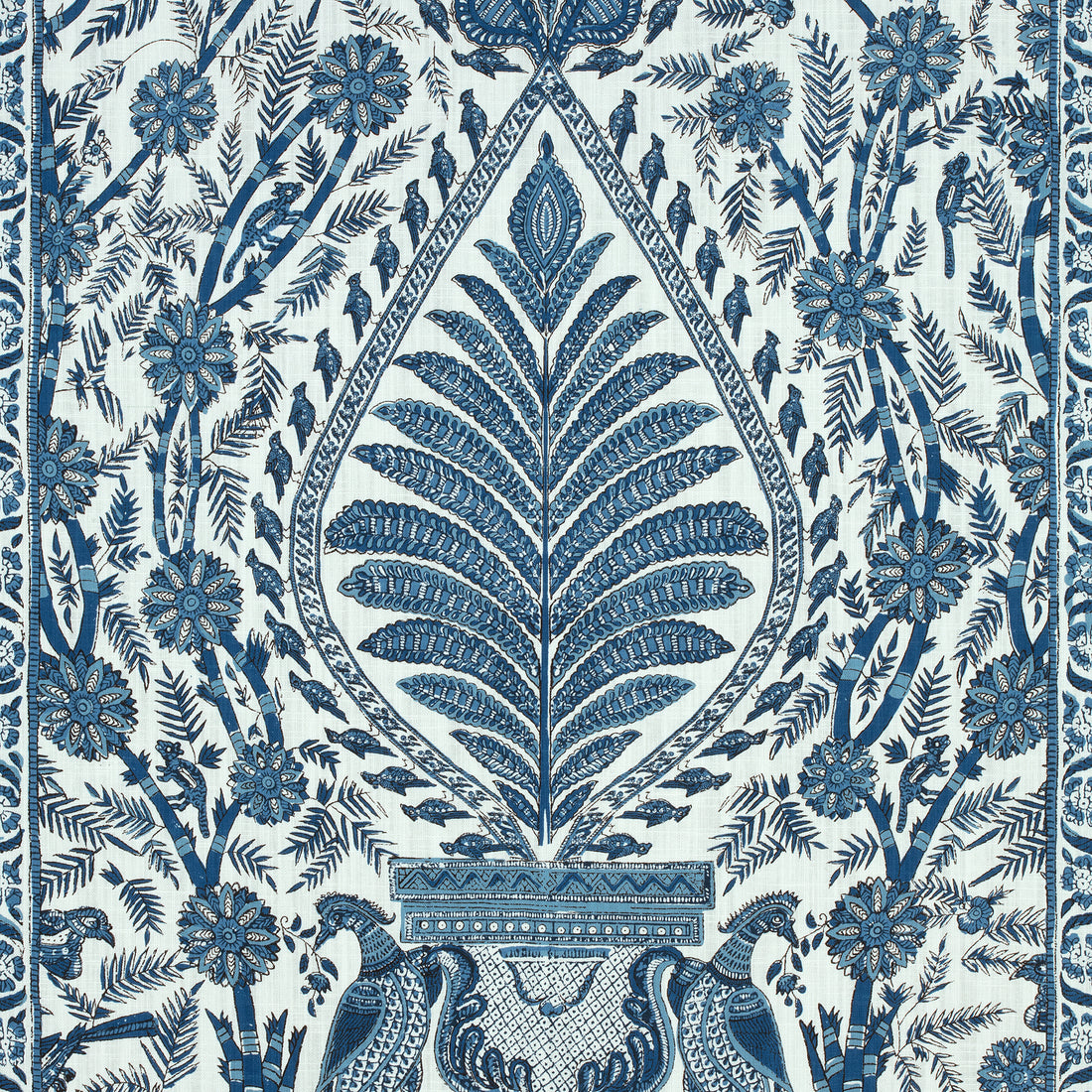 Palampore fabric in blue and white color - pattern number AF78725 - by Anna French in the Palampore collection