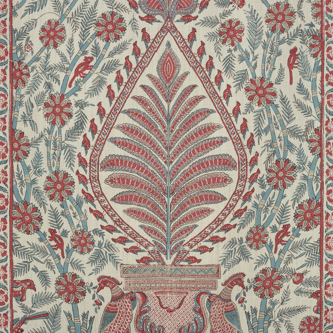 Palampore fabric in red and blue color - pattern number AF78726 - by Anna French in the Palampore collection