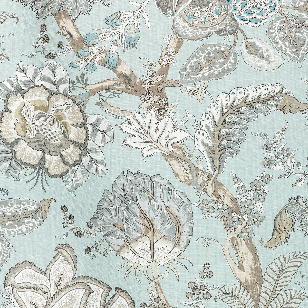 Kalamkari fabric in robins egg color - pattern number AF78737 - by Anna French in the Palampore collection