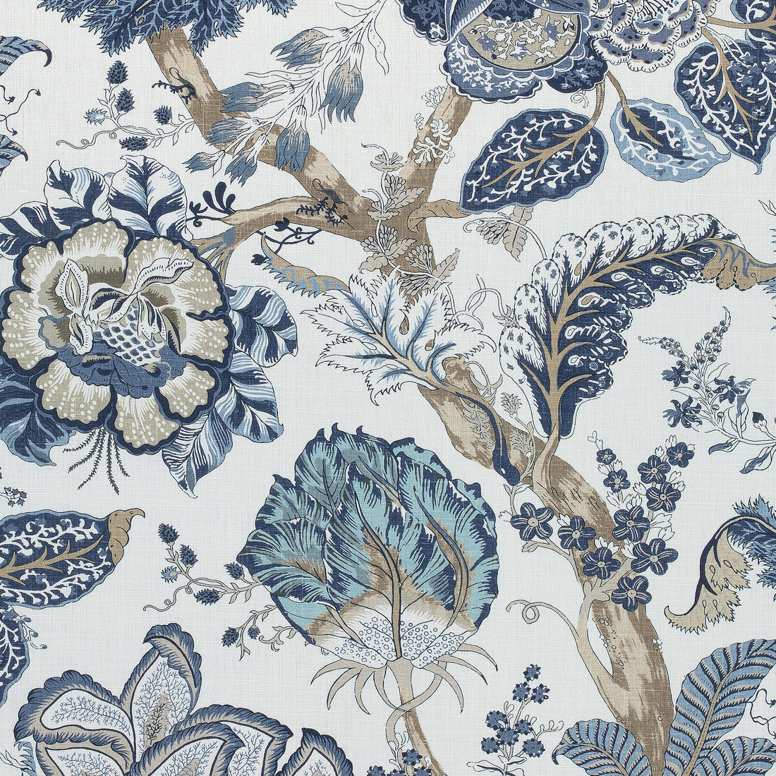 Kalamkari fabric in blue and white color - pattern number AF78738 - by Anna French in the Palampore collection