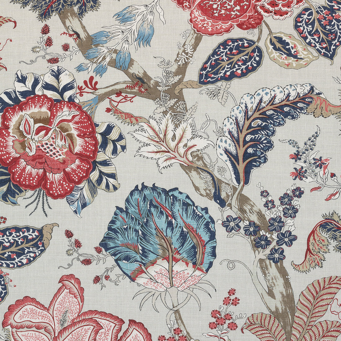 Kalamkari fabric in blue and red color - pattern number AF78742 - by Anna French in the Palampore collection