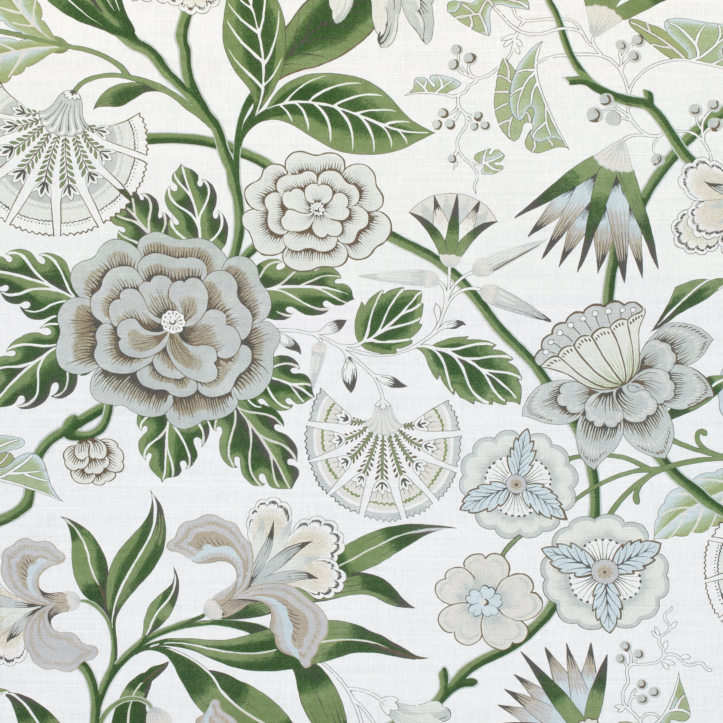 Cleo fabric in green and white color - pattern number AF9622 - by Anna French in the Savoy collection