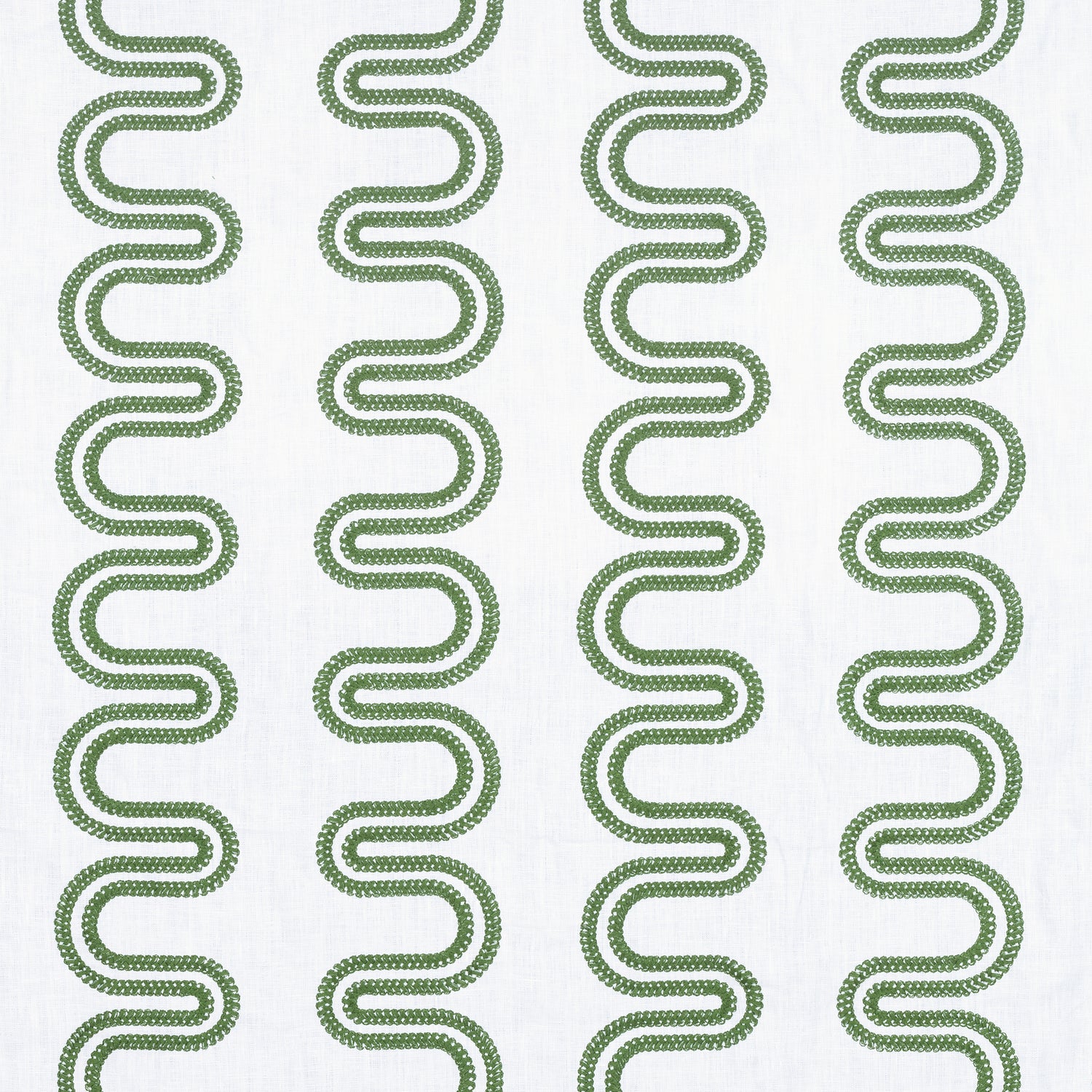 Herriot Way Embroidery fabric in green on white  color - pattern number AF9635 - by Anna French in the Savoy collection