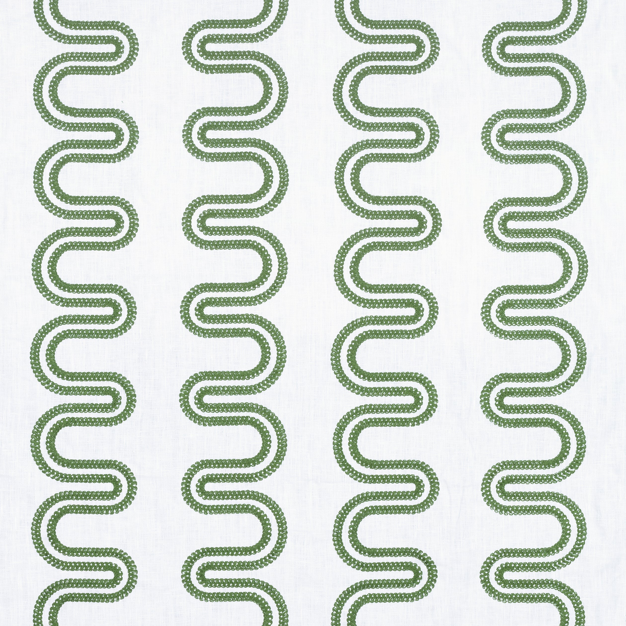 Herriot Way Embroidery fabric in green on white  color - pattern number AF9635 - by Anna French in the Savoy collection
