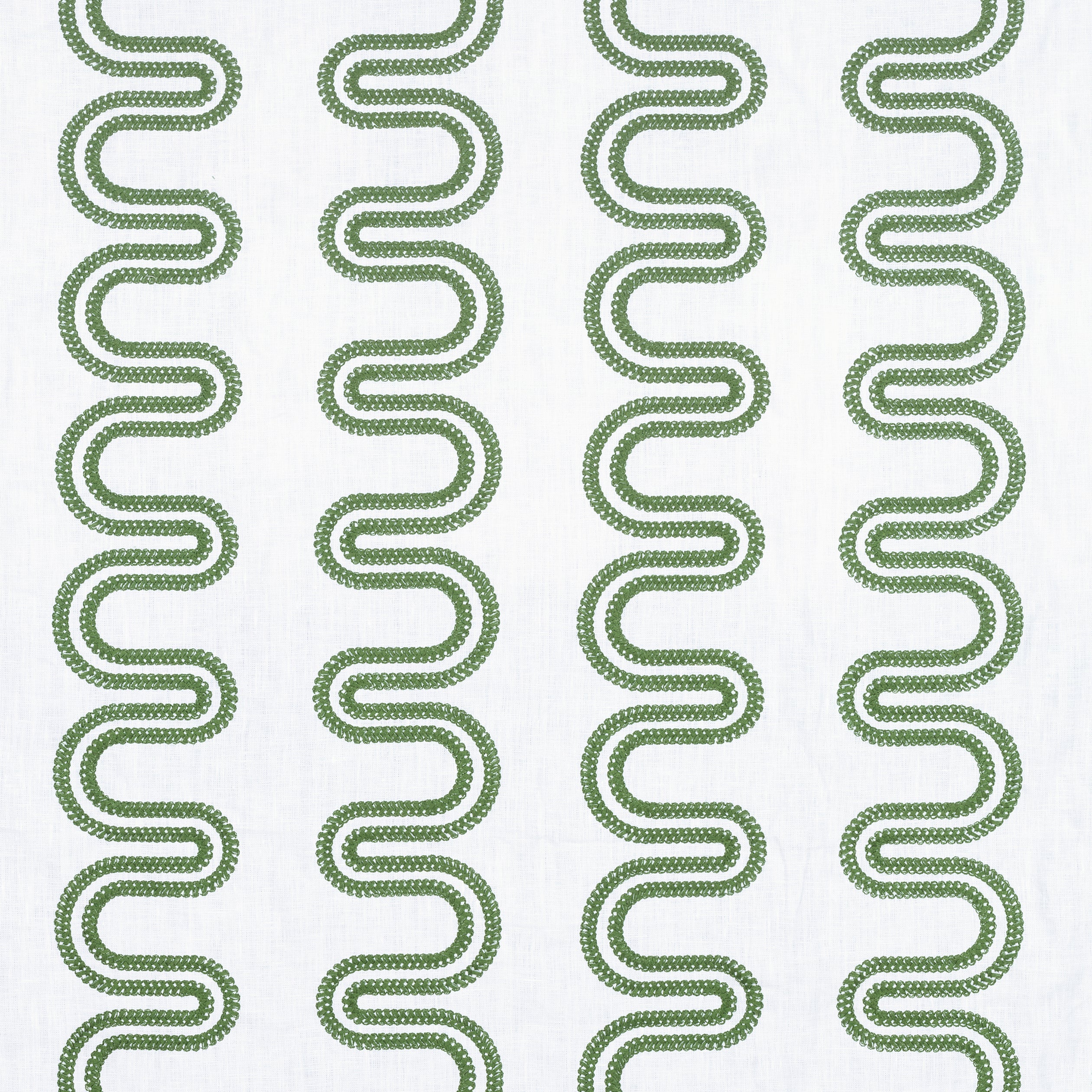 Herriot Way Embroidery fabric in green on white color - pattern number AF9635 - by Anna French in the Savoy collection