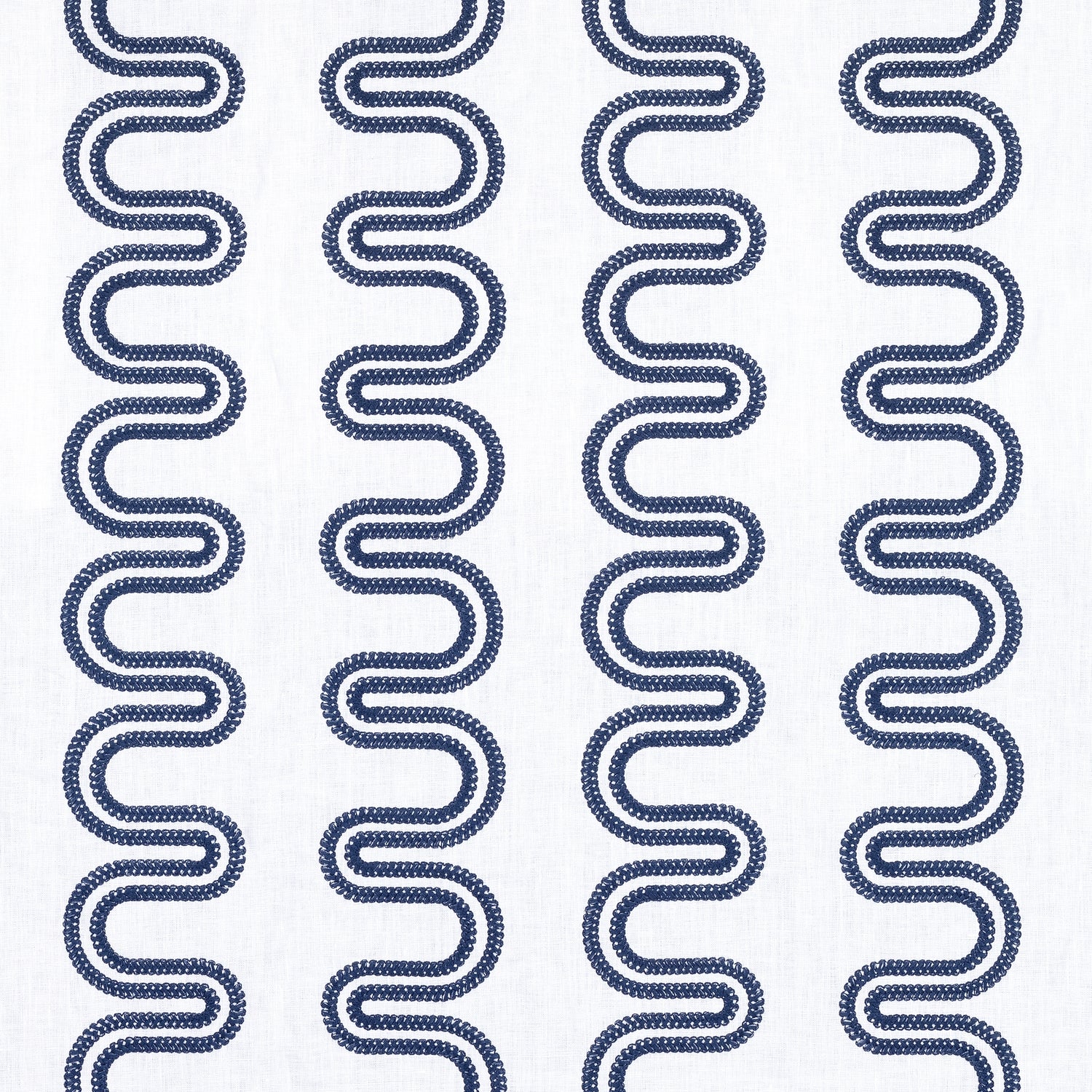 Herriot Way Embroidery fabric in navy on white  color - pattern number AF9636 - by Anna French in the Savoy collection