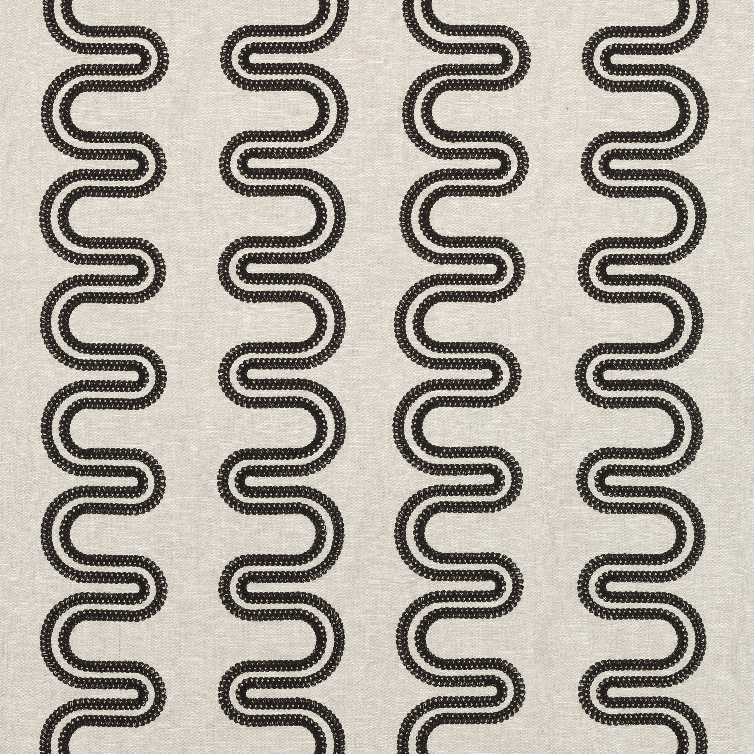 Herriot Way Embroidery fabric in black on flax color - pattern number AF9637 - by Anna French in the Savoy collection