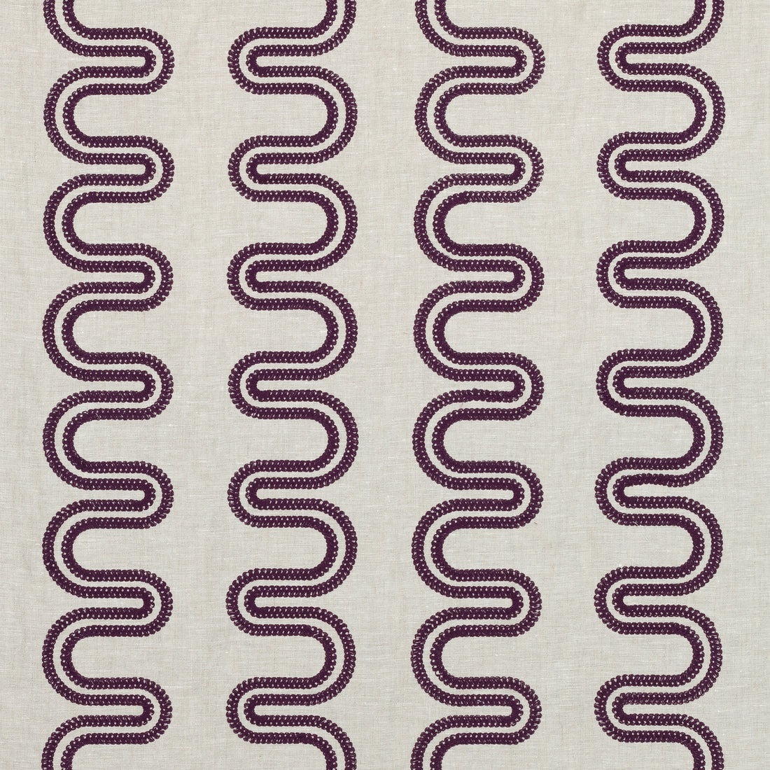 Herriot Way Embroidery fabric in plum on flax  color - pattern number AF9638 - by Anna French in the Savoy collection