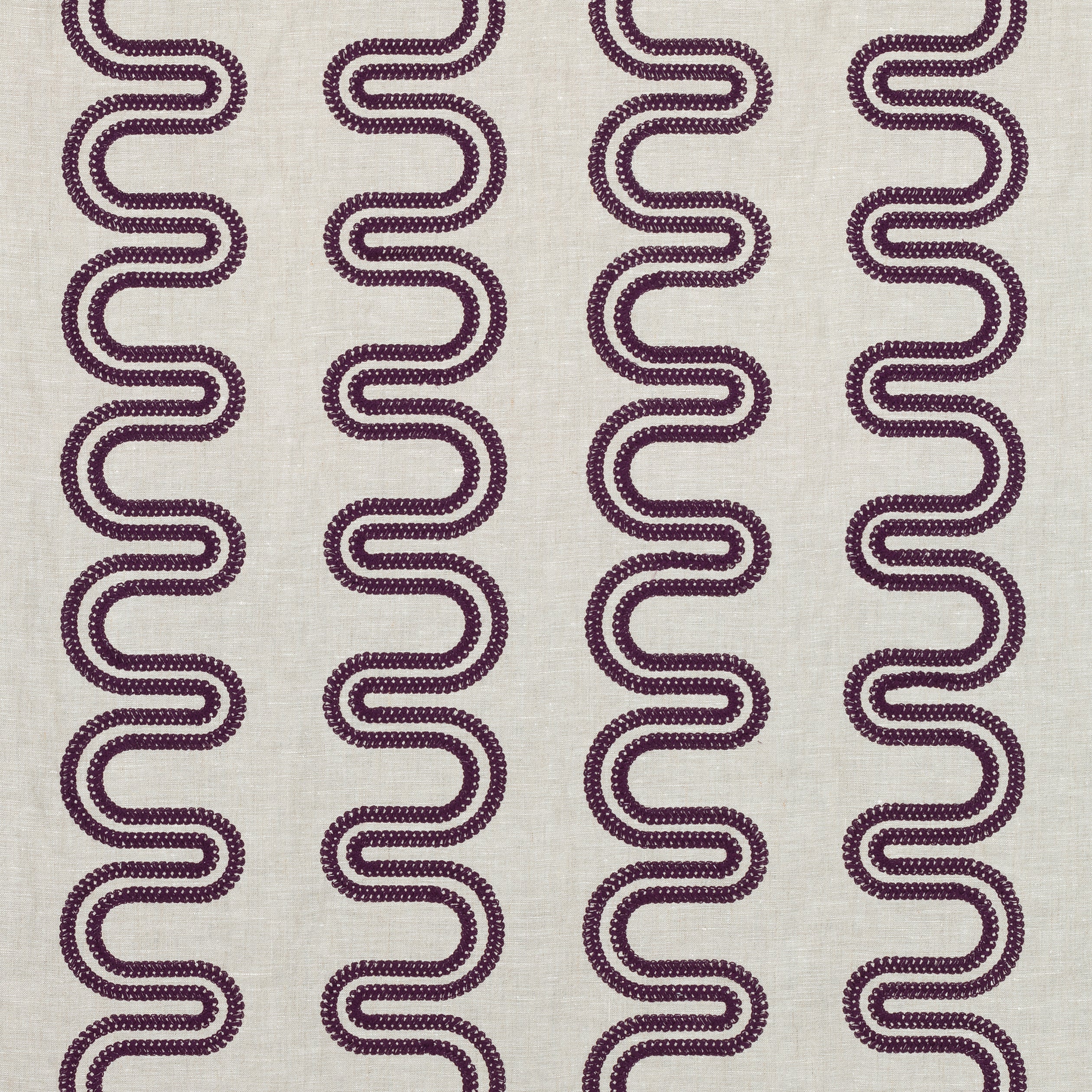 Herriot Way Embroidery fabric in plum on flax color - pattern number AF9638 - by Anna French in the Savoy collection