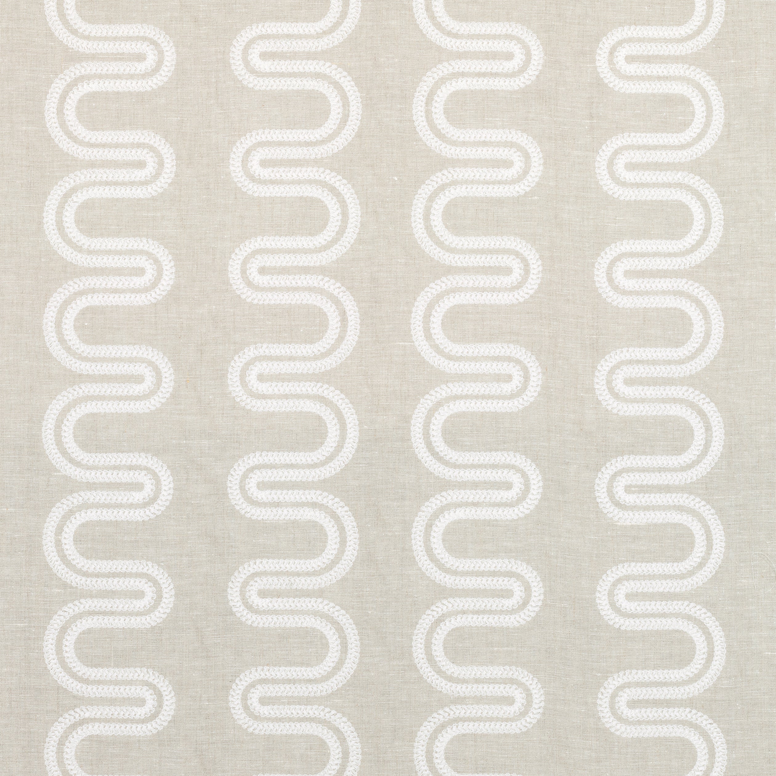 Herriot Way Embroidery fabric in white on flax color - pattern number AF9639 - by Anna French in the Savoy collection
