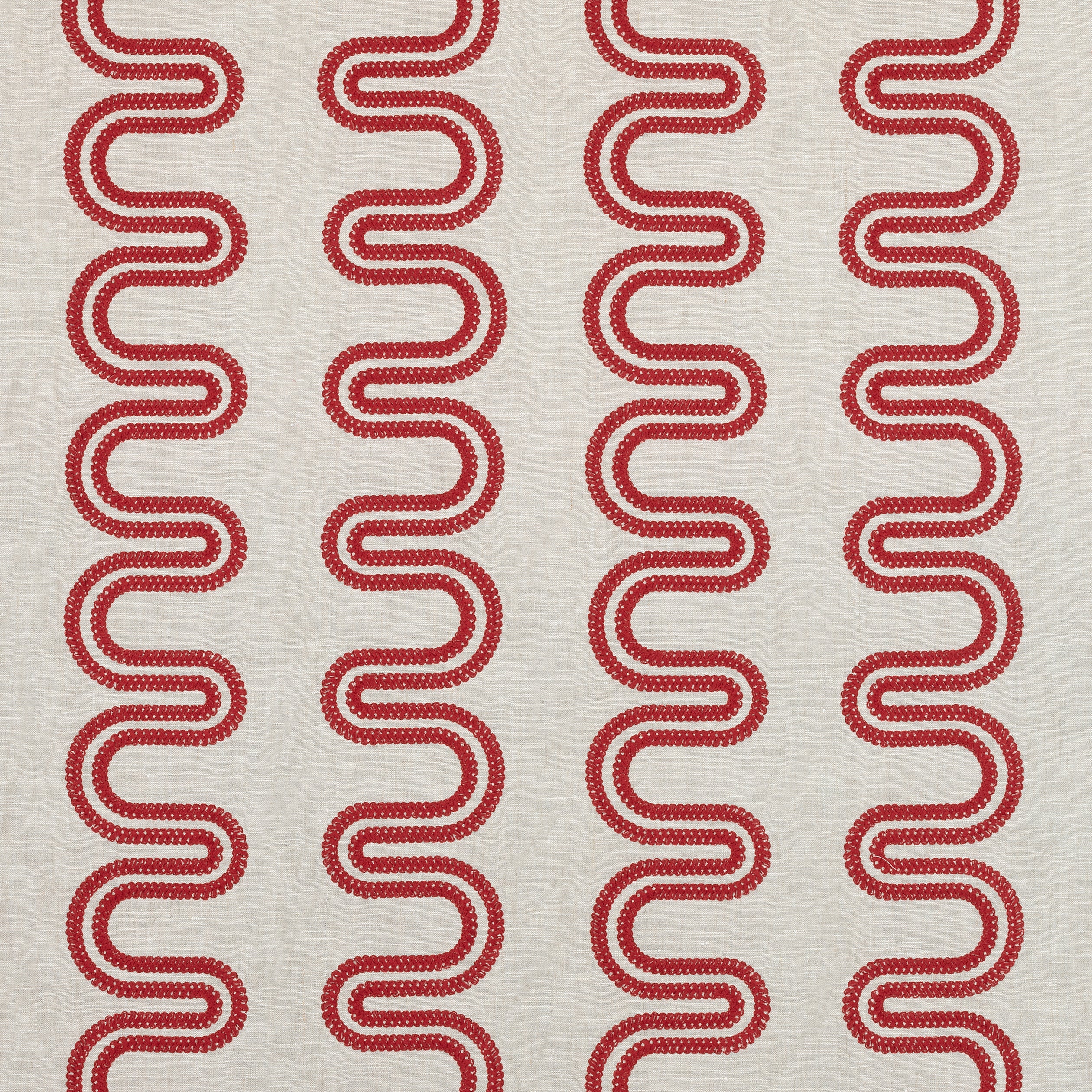 Herriot Way Embroidery fabric in raspberry on flax  color - pattern number AF9640 - by Anna French in the Savoy collection