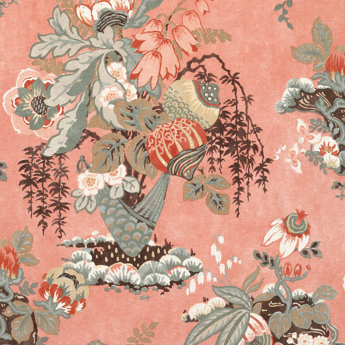 Fairbanks fabric in salmon  color - pattern number AF9645 - by Anna French in the Savoy collection