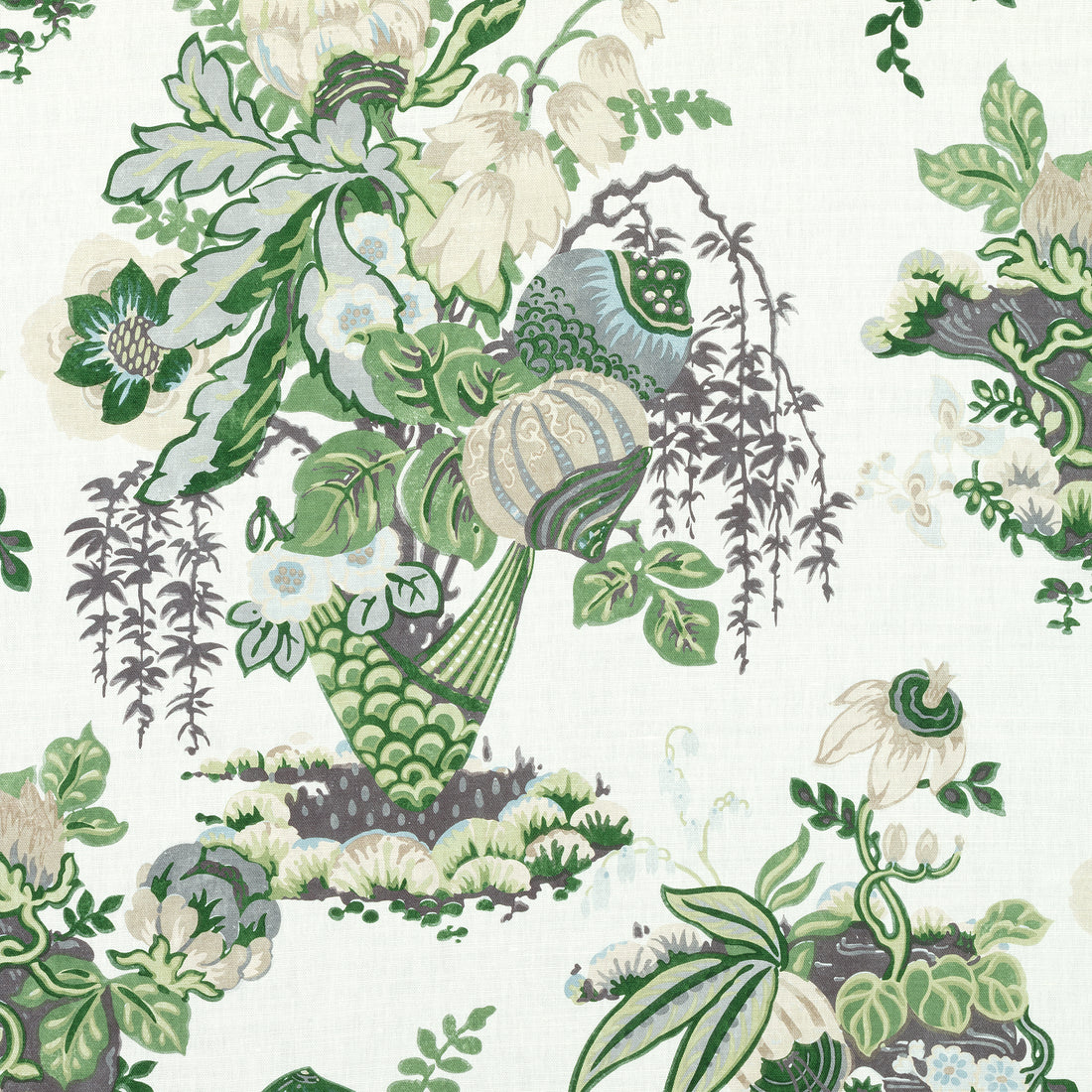 Fairbanks fabric in green and white  color - pattern number AF9647 - by Anna French in the Savoy collection