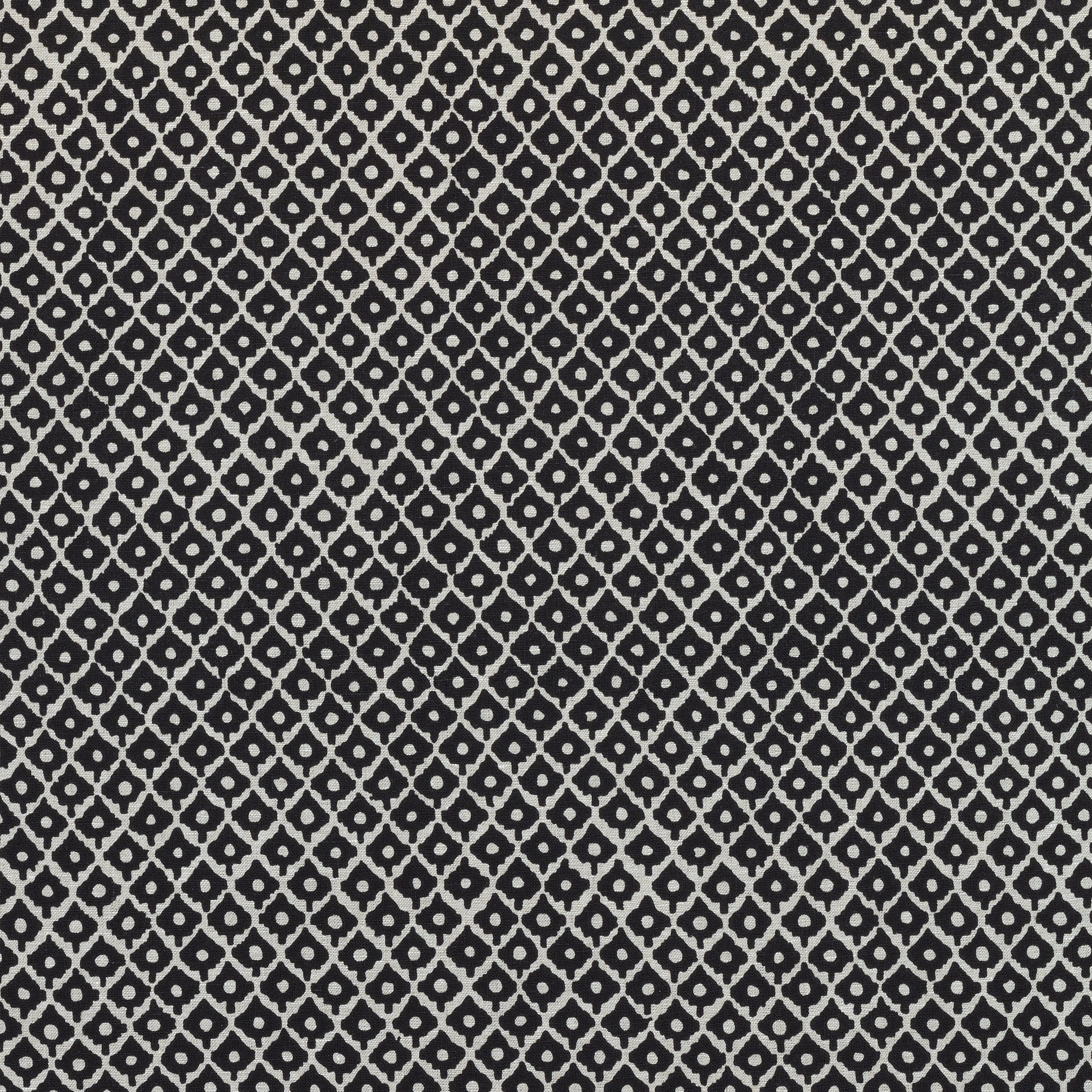 Petit Arbre fabric in black on flax color - pattern number AF9648 - by Anna French in the Savoy collection