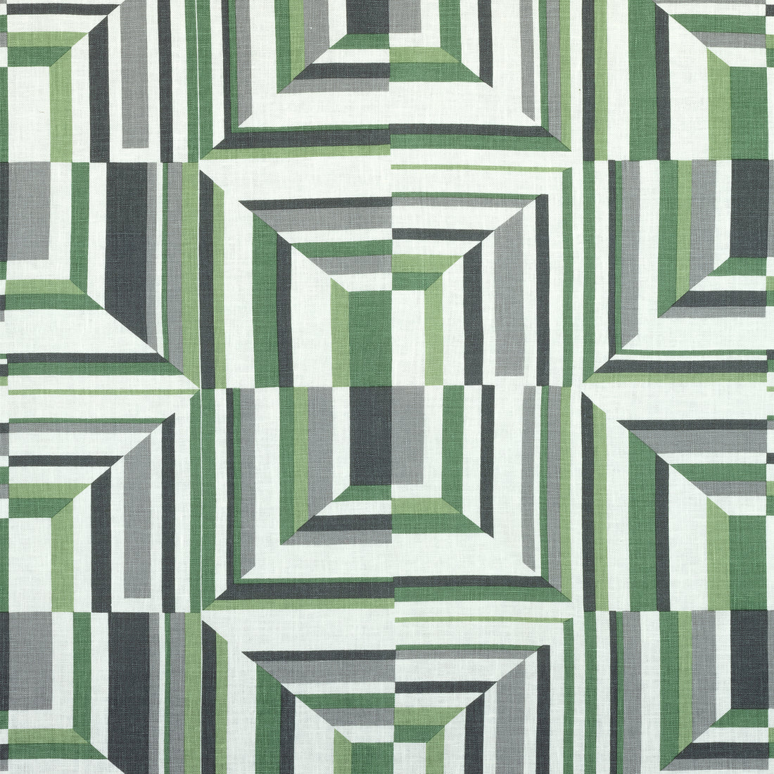 Cubism fabric in green on white  color - pattern number AF9649 - by Anna French in the Savoy collection