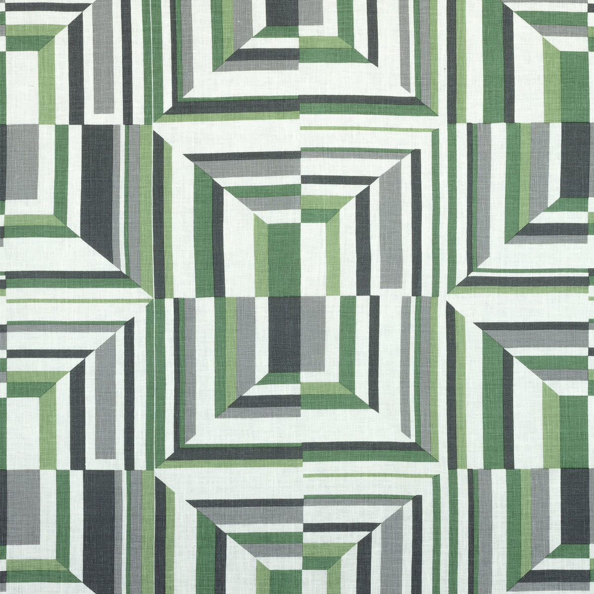 Cubism fabric in green on white color - pattern number AF9649 - by Anna French in the Savoy collection